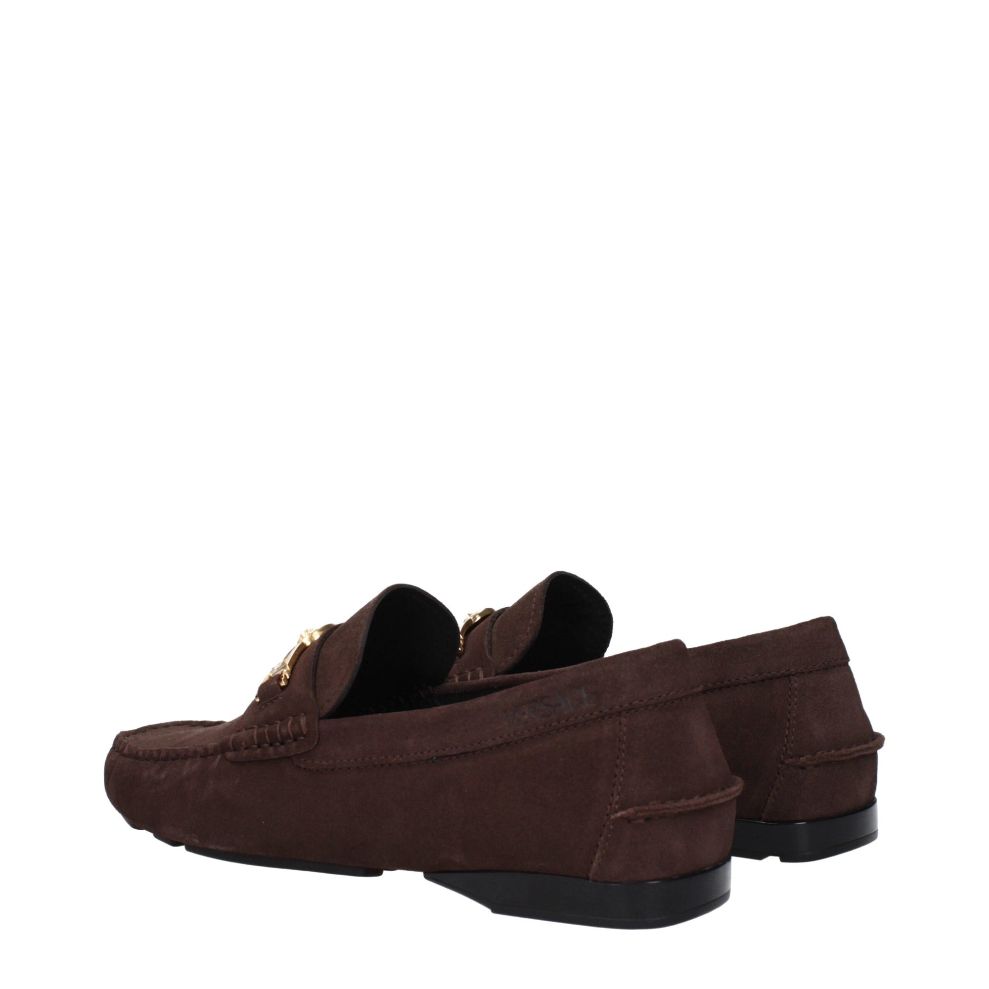 Versace Brown Leather Slip-On Loafers