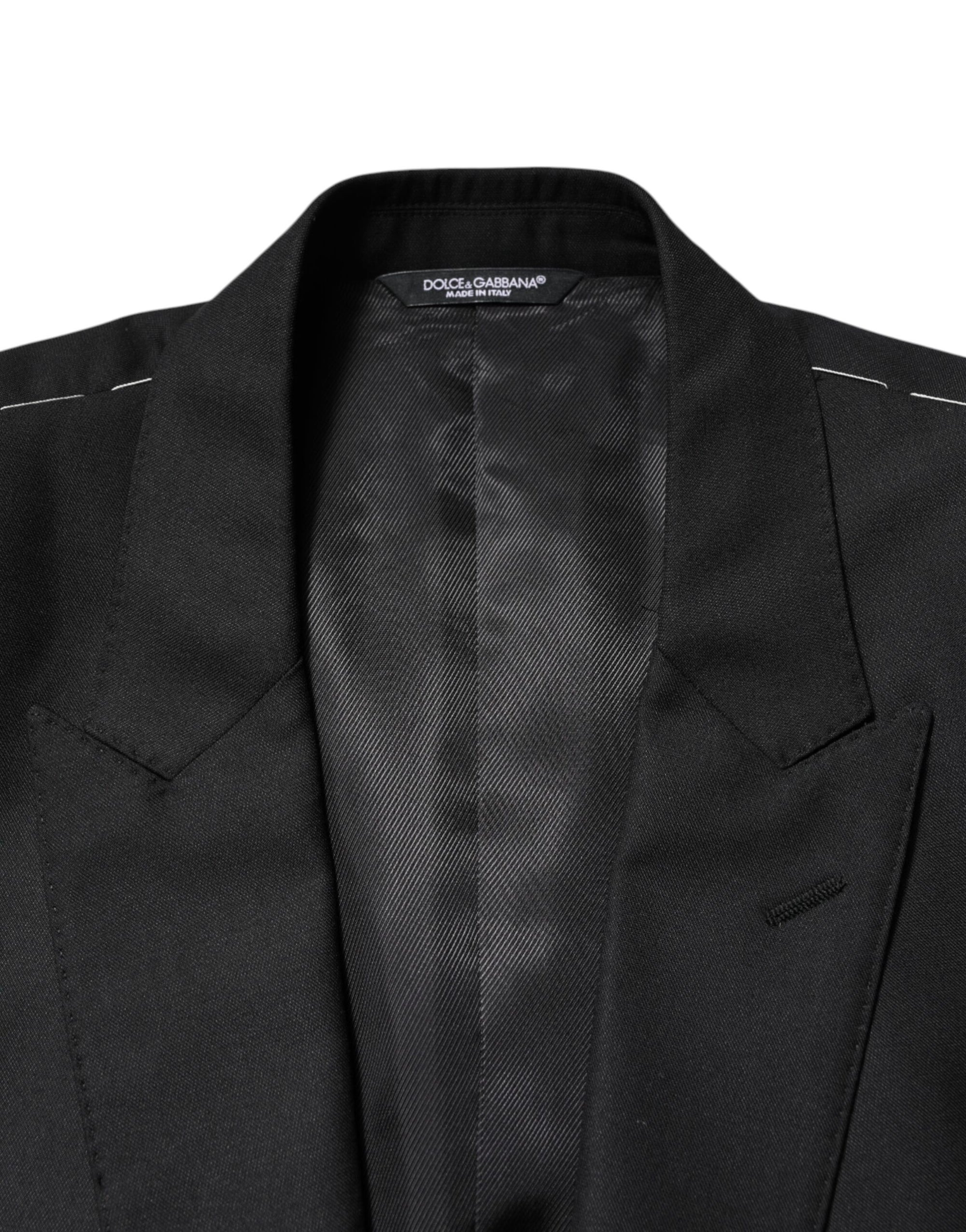 Dolce & Gabbana Black Wool Single Breasted Jacket Blazer