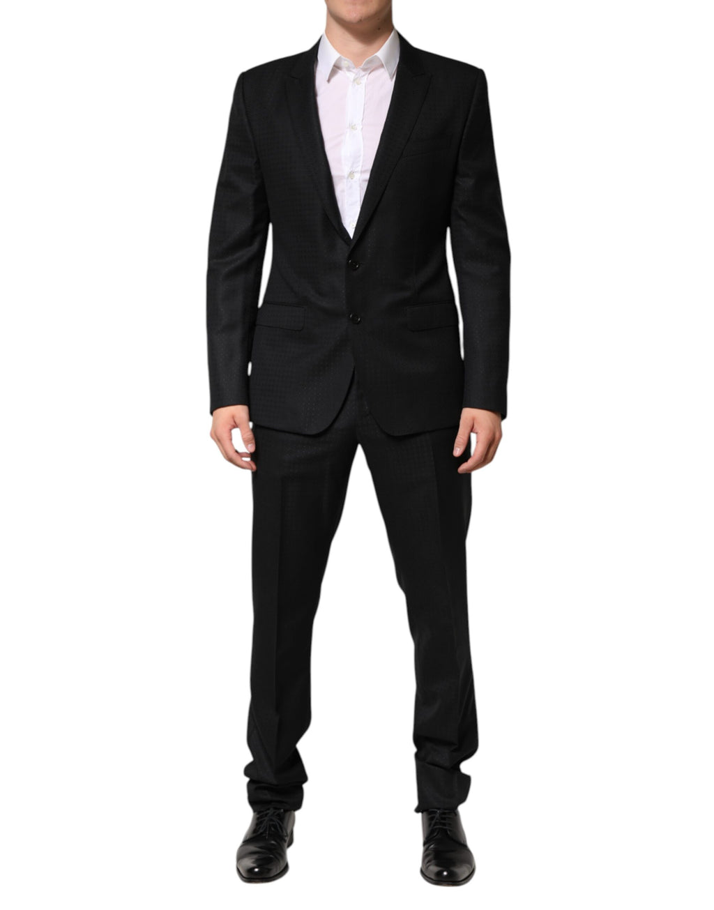 Dolce & Gabbana Black Jacquard Single Breasted 2 Piece Suit