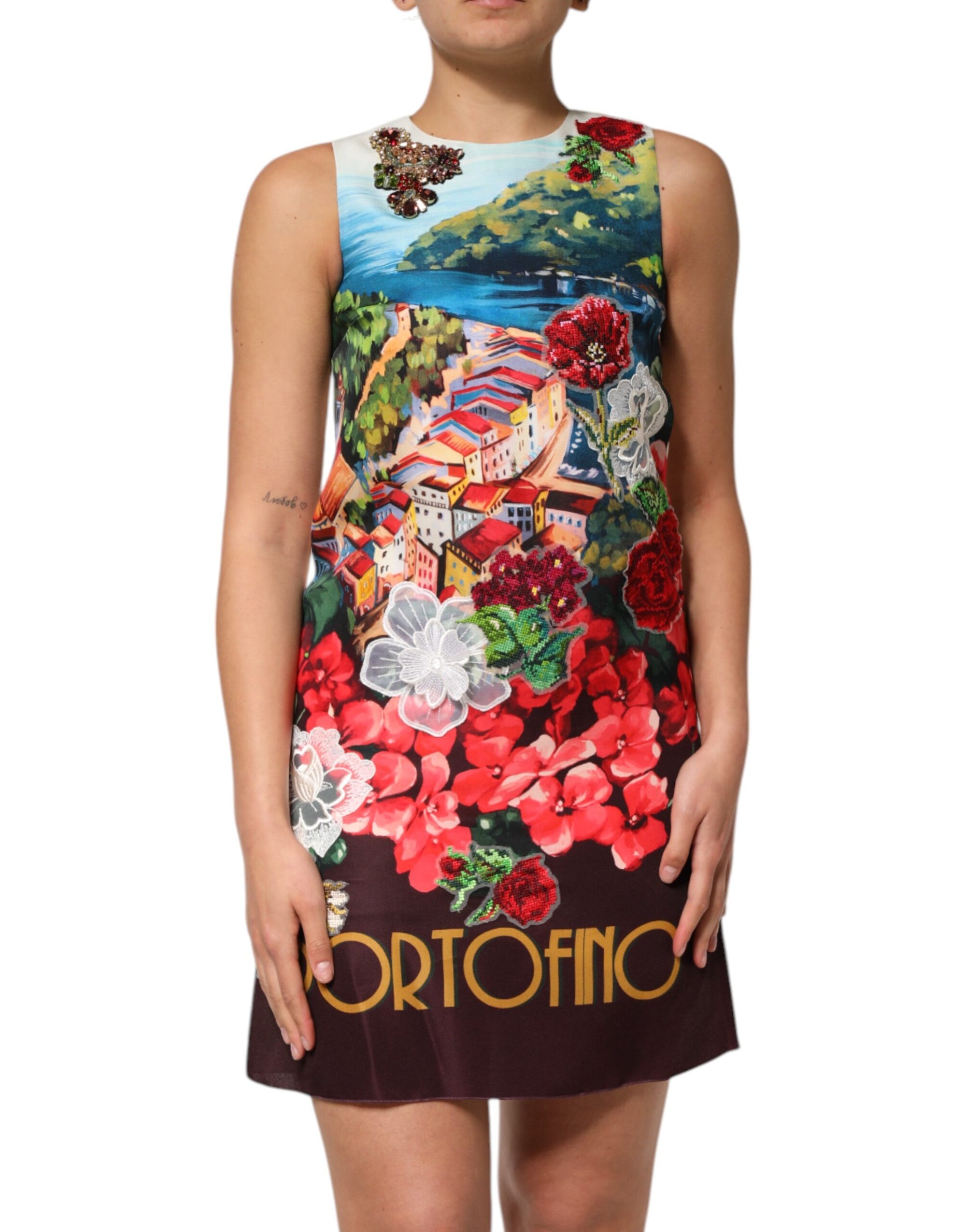 Dolce & Gabbana Multicolor Crystal Embellished A-line Mini Dress