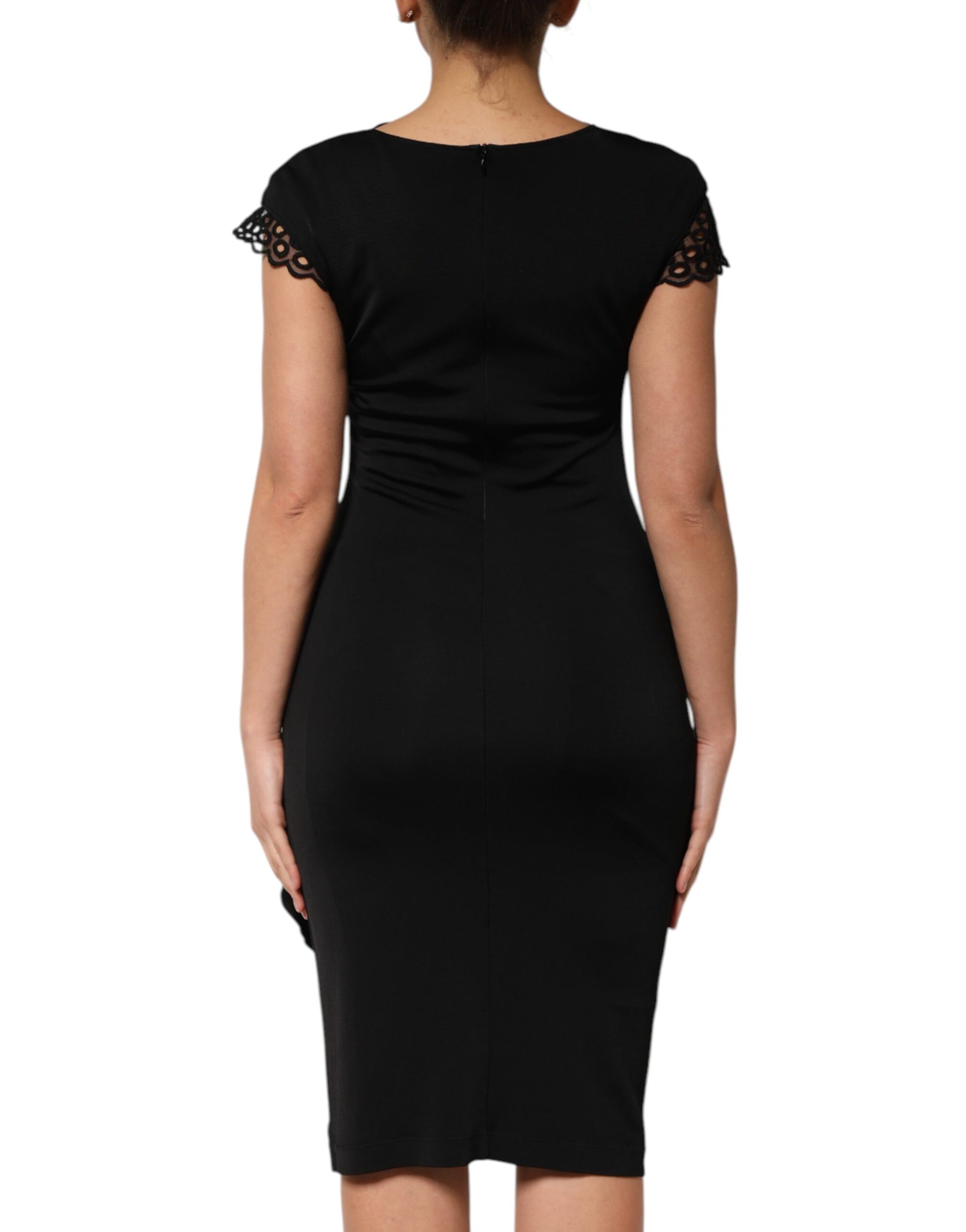 Roberto Cavalli Black Bodycon Short Sleeves Dress
