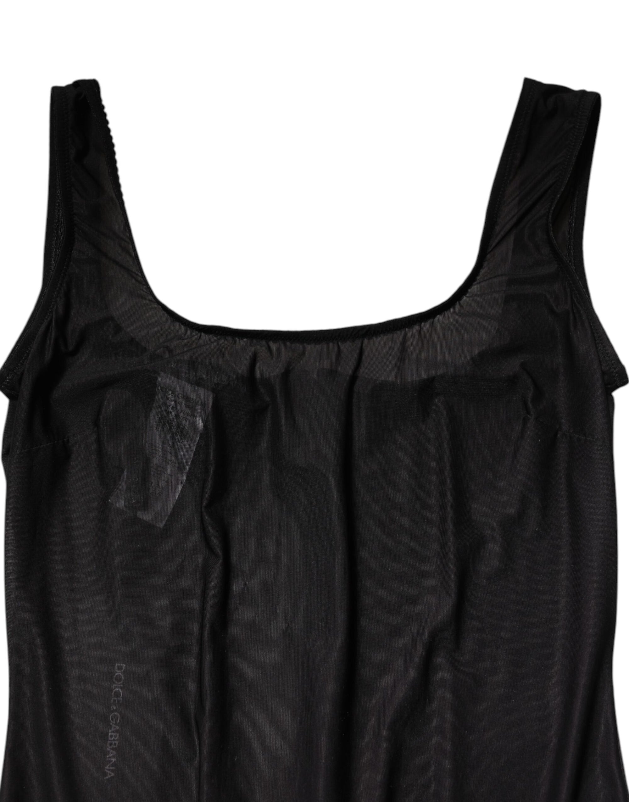 Dolce & Gabbana Black Nylon Sleeveless Round Neck Tank Top