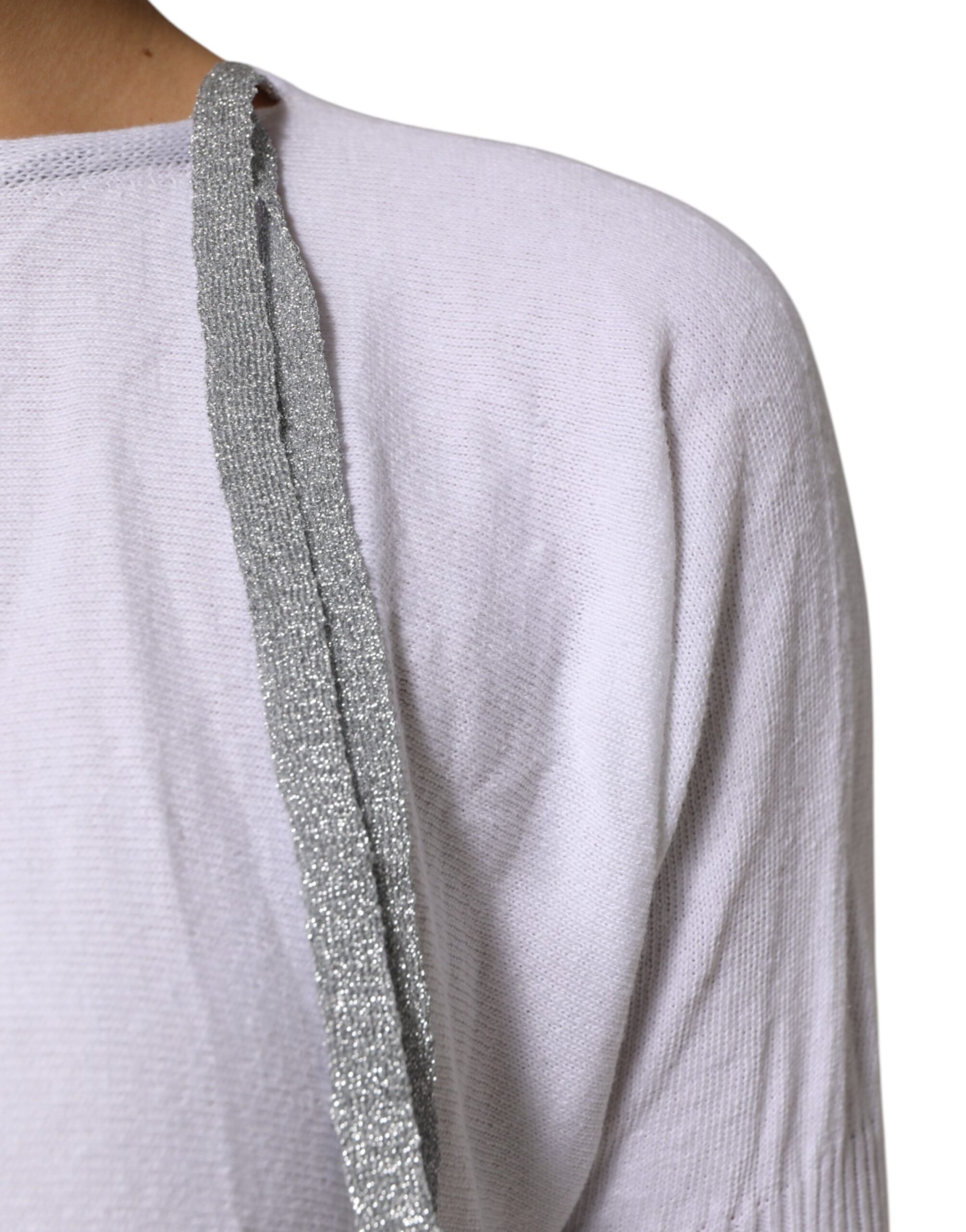 PINK MEMORIES White Cotton Short Sleeves Round Neck Blouse Top