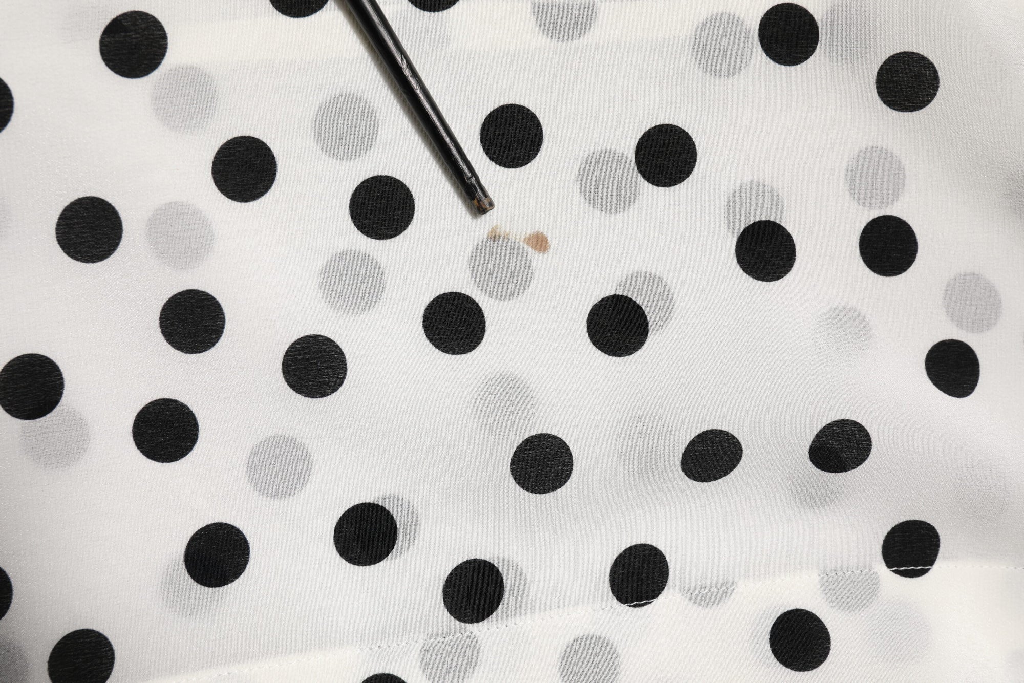 Dolce & Gabbana White Black Dotted Silk Long Sleeves Top