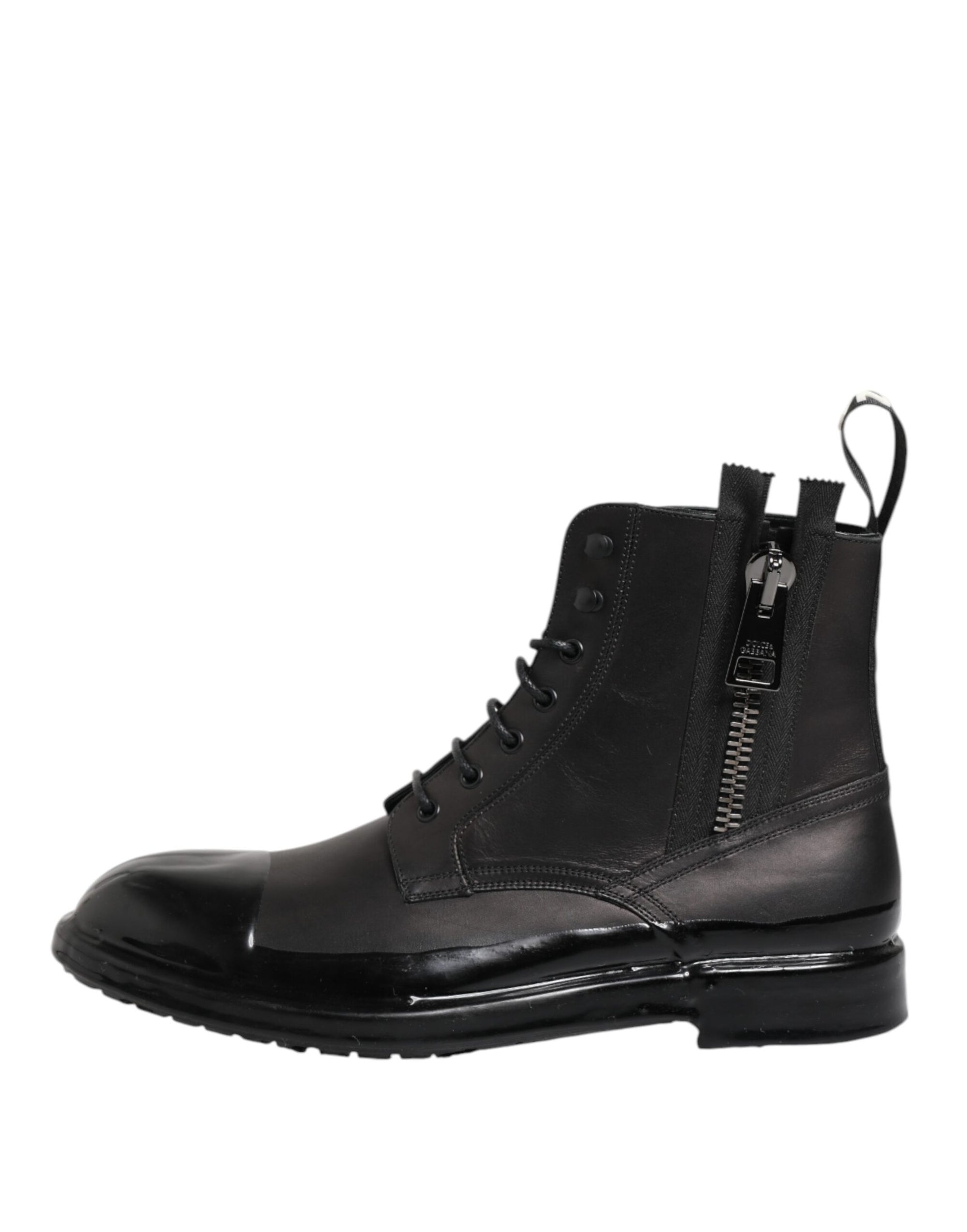 Dolce & Gabbana Brown Black Lace Up Mid Calf Men Boots Shoes