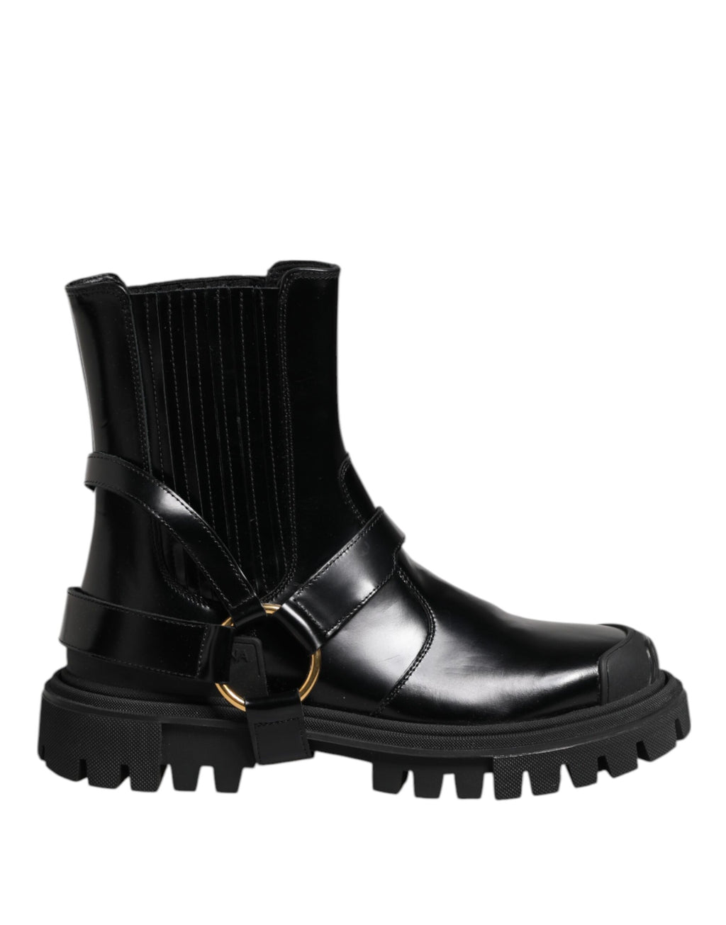Dolce & Gabbana Black Leather Chelsea Men Short Boots Shoes
