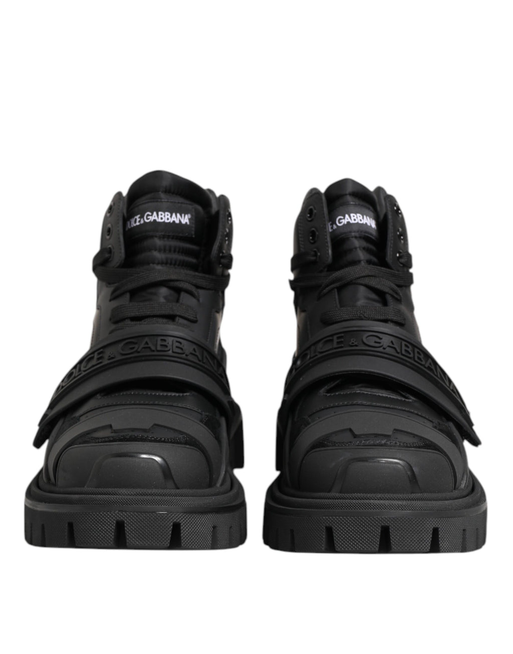 Dolce & Gabbana Black Leather Trekking Sneakers Boots Shoes