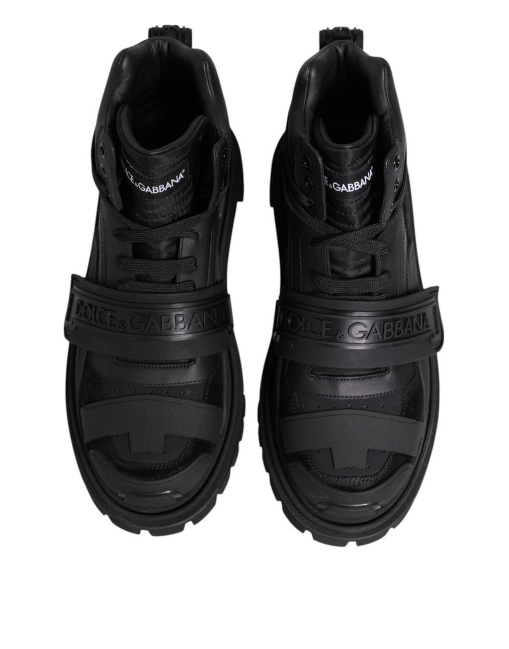 Dolce & Gabbana Black Leather Trekking Sneakers Boots Shoes
