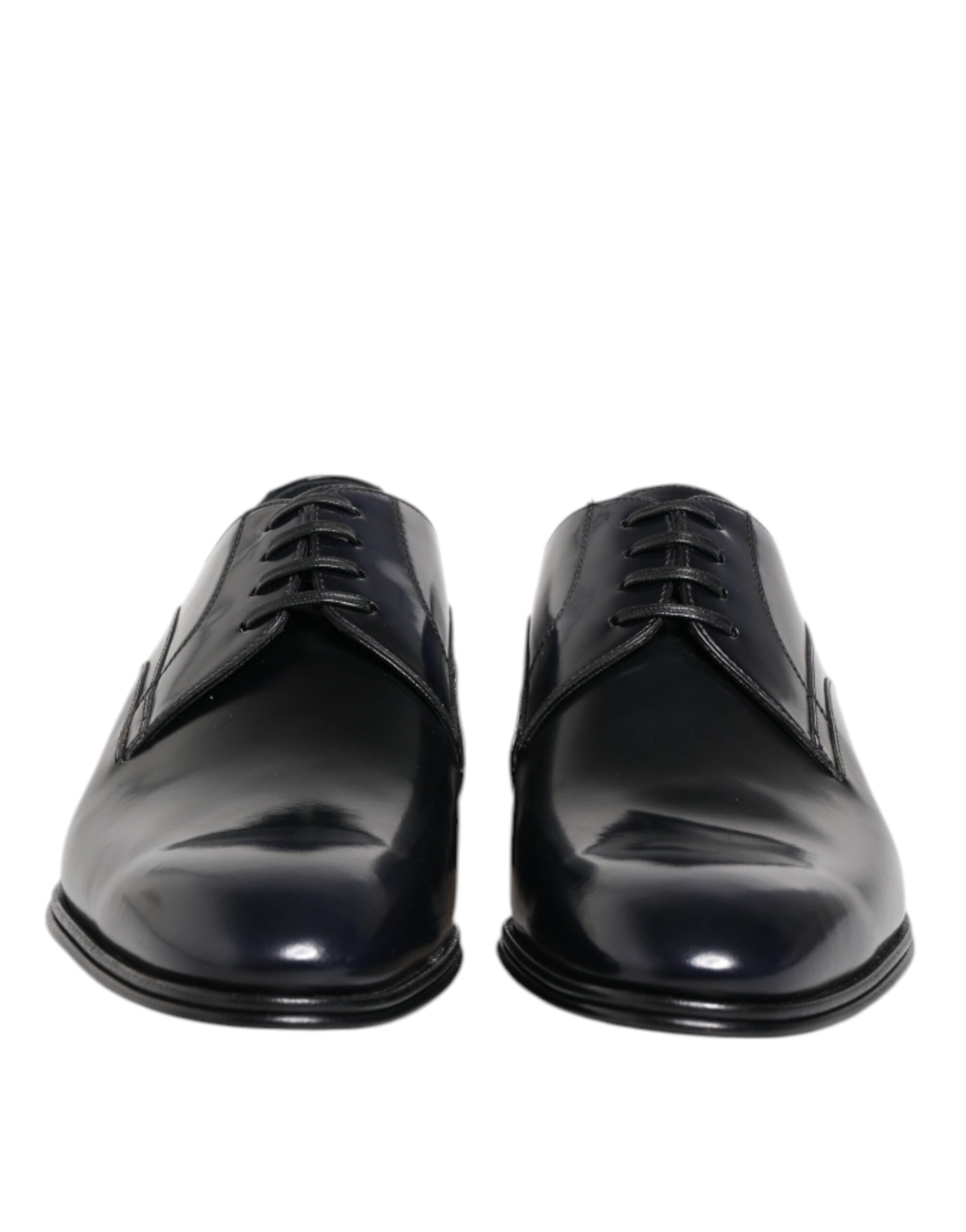 Dolce & Gabbana Navy Blue Leather Lace Up Derby Formal Shoes