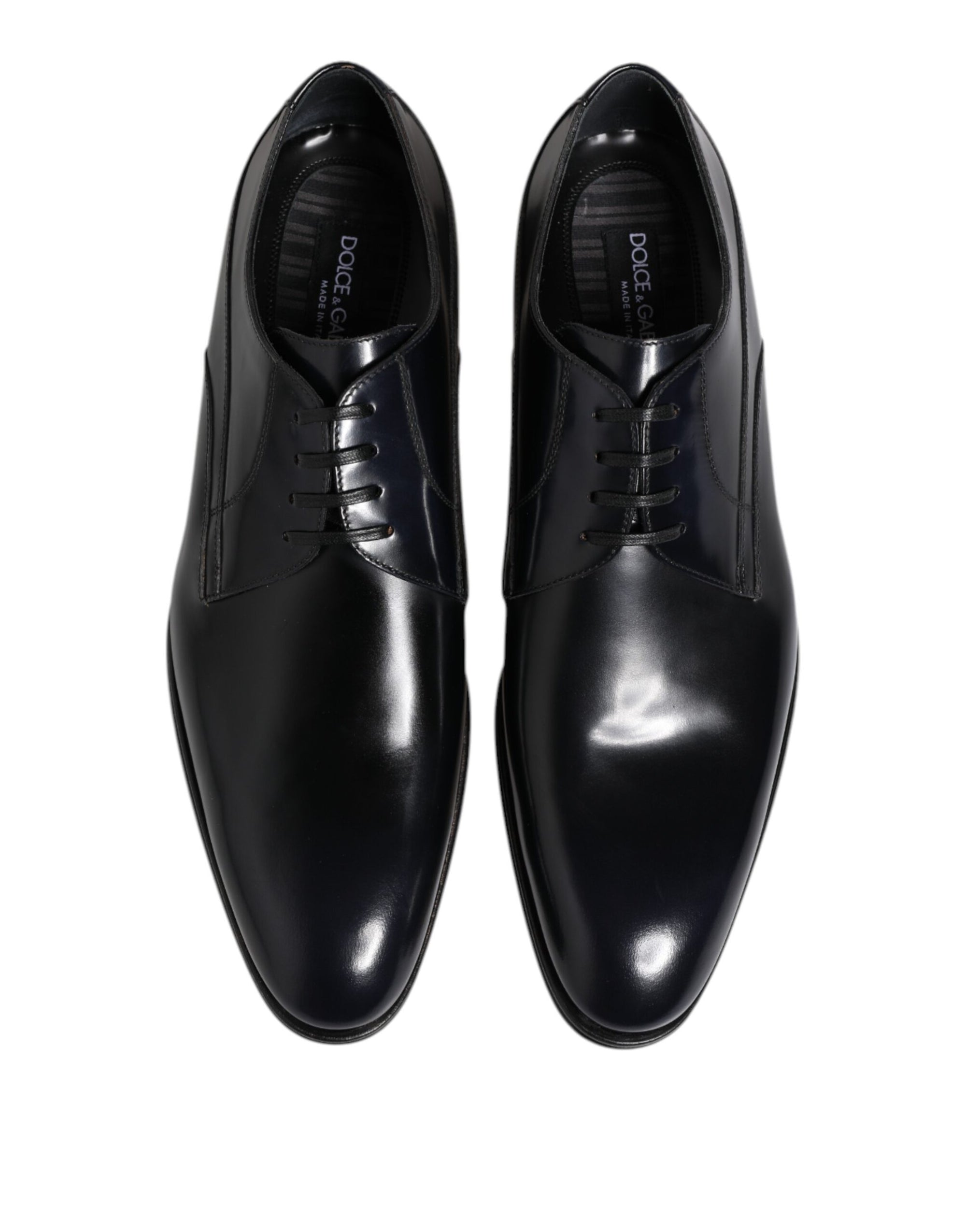 Dolce & Gabbana Navy Blue Leather Lace Up Derby Formal Shoes
