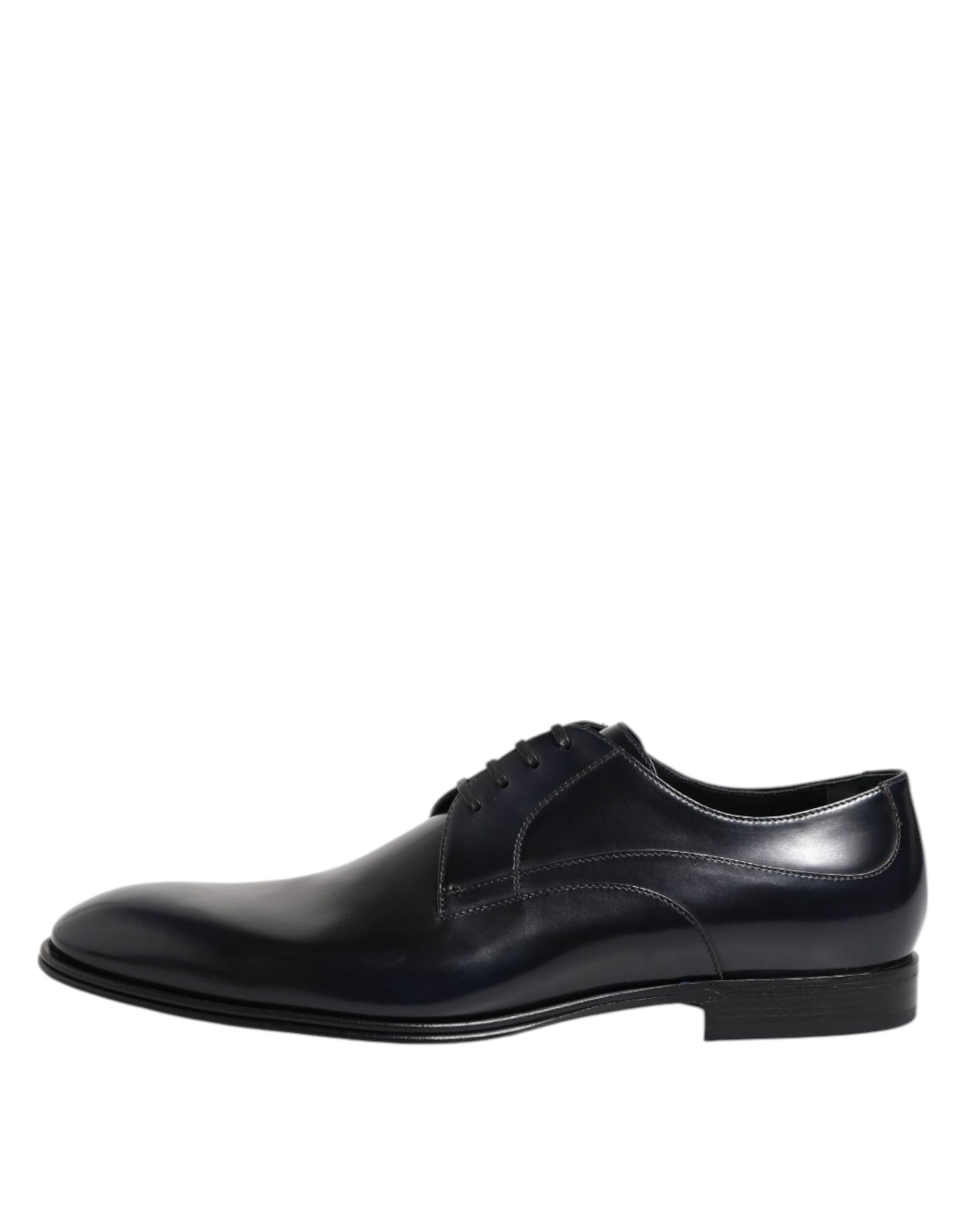 Dolce & Gabbana Navy Blue Leather Lace Up Derby Formal Shoes