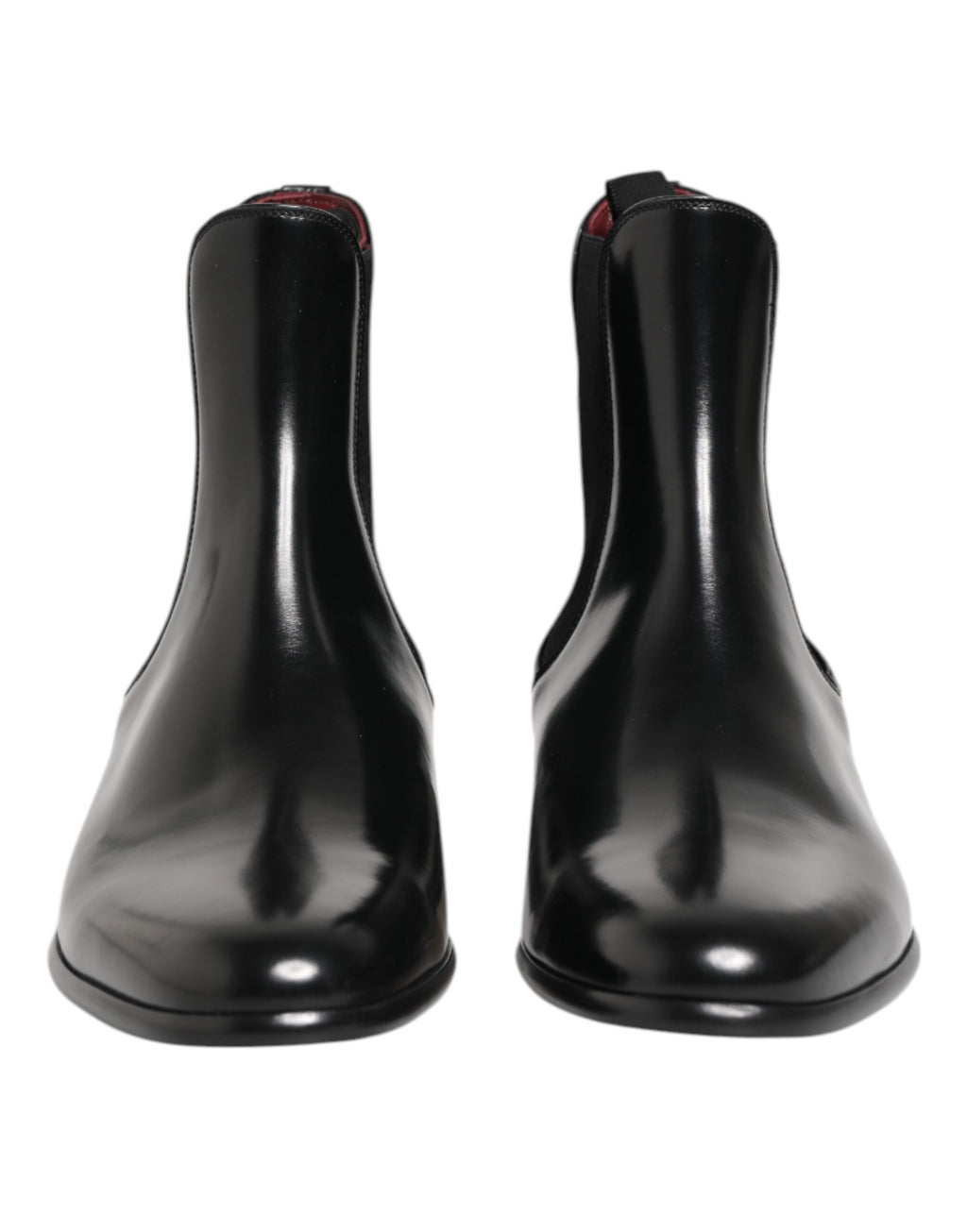 Dolce & Gabbana Black Leather Slip On Mid Calf Boots Shoes