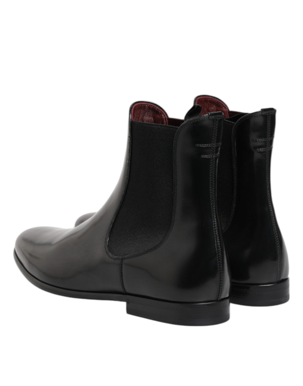 Dolce & Gabbana Black Leather Slip On Mid Calf Boots Shoes