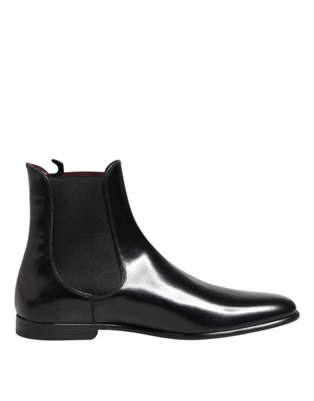 Dolce & Gabbana Black Leather Slip On Mid Calf Boots Shoes