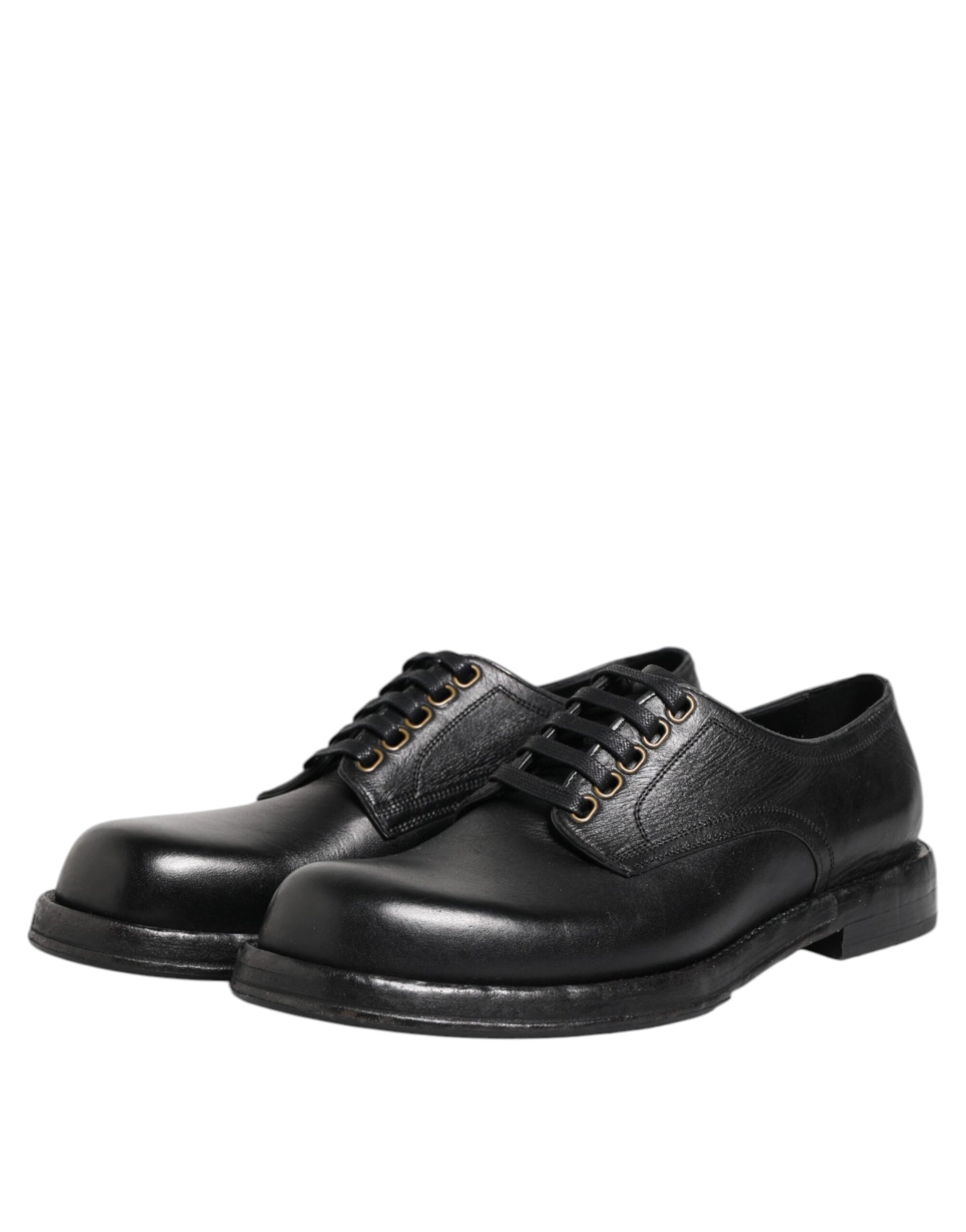 Dolce & Gabbana Black Leather Lace Up Derby Formal Shoes