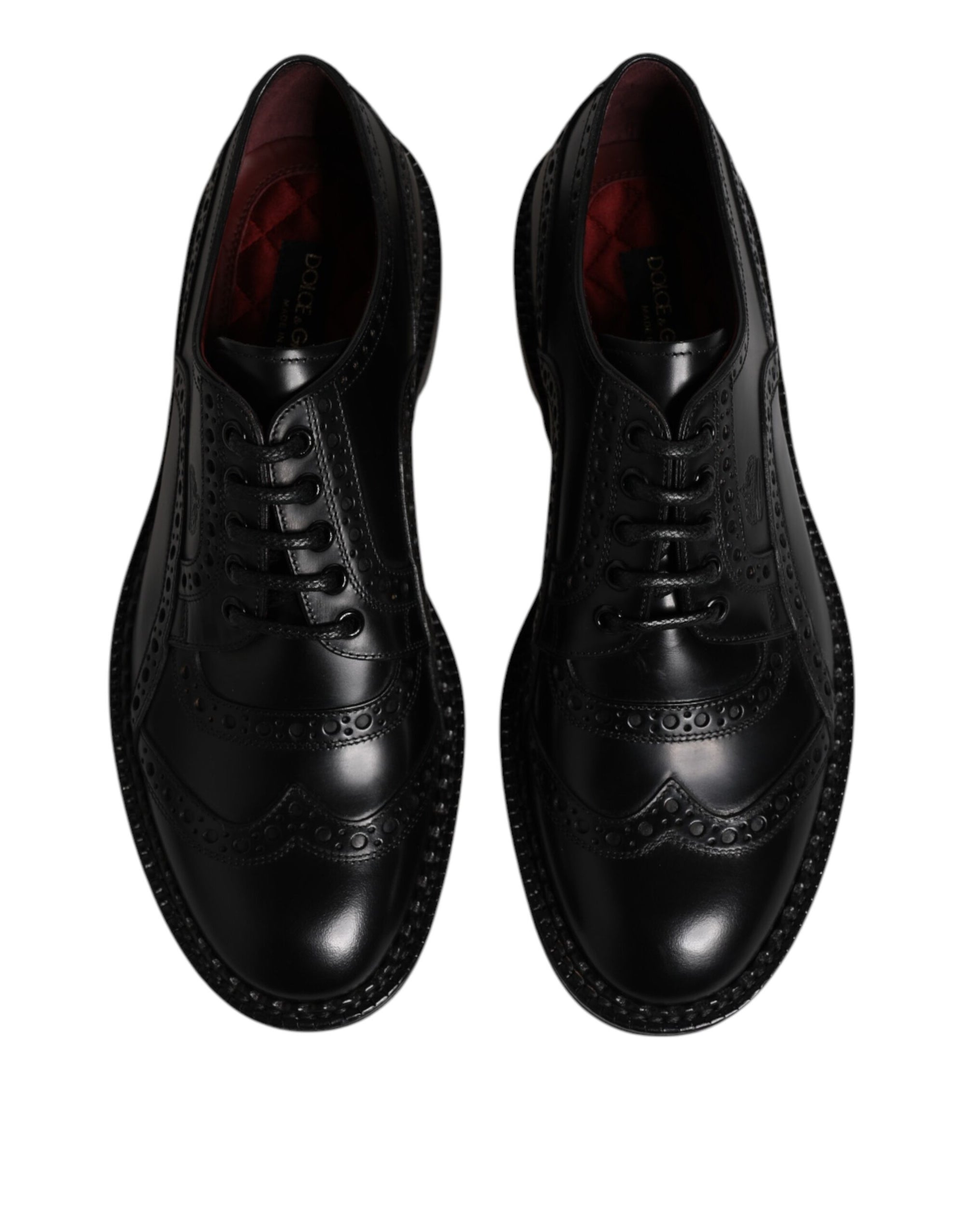 Dolce & Gabbana Black Leather Lace Up Men Derby Formal Shoes