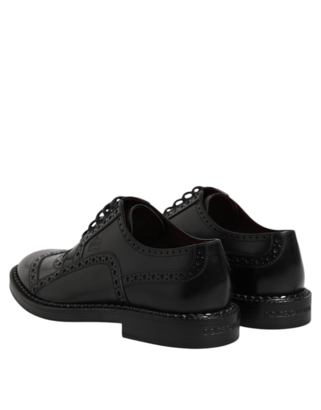 Dolce & Gabbana Black Leather Lace Up Men Derby Formal Shoes