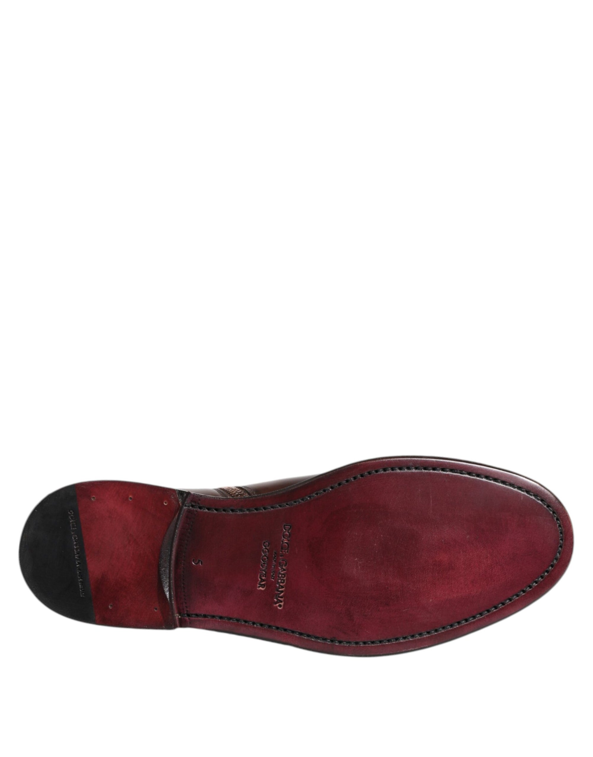 Dolce & Gabbana Brown Chelsea Leather Mid Calf Boots Shoes