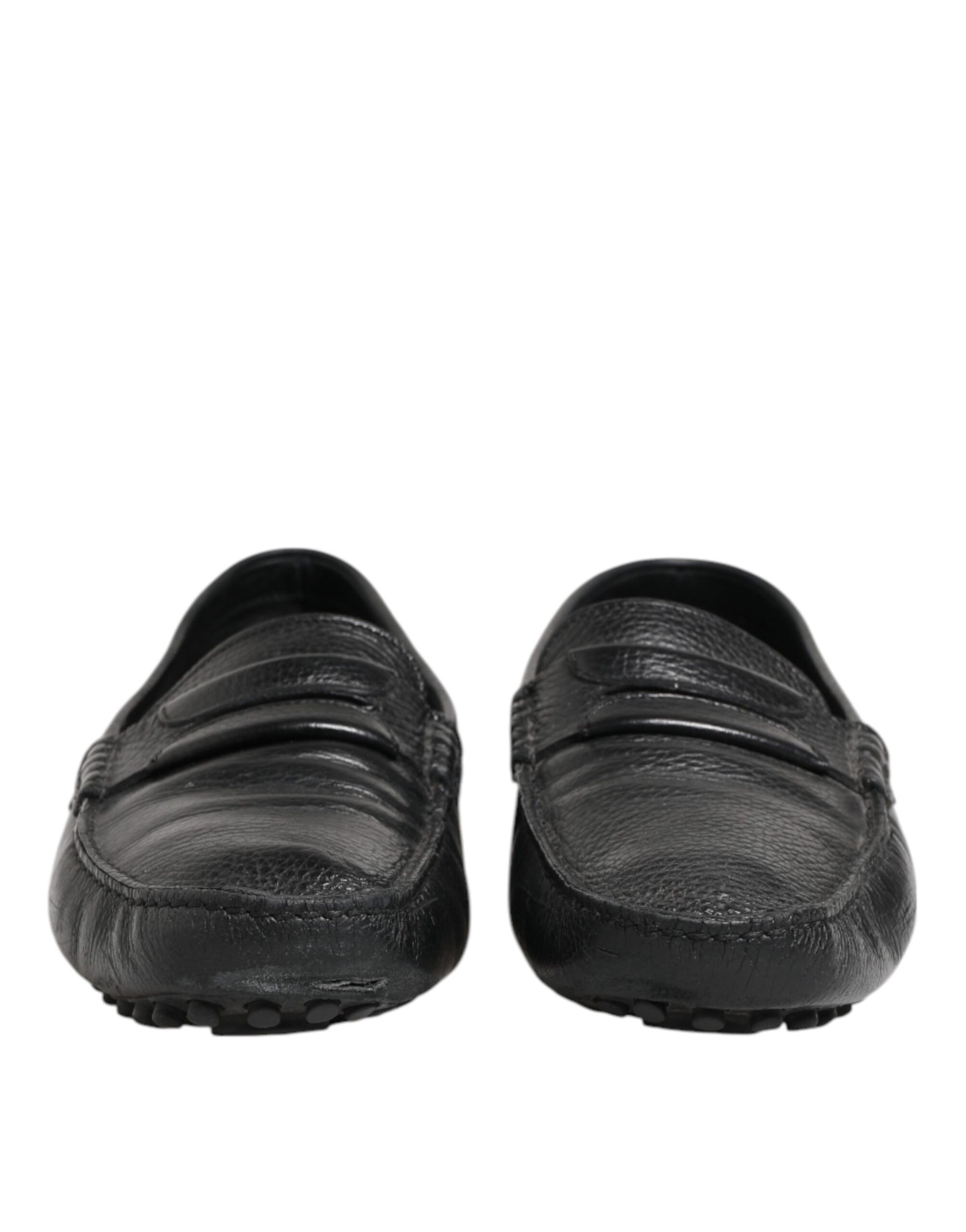 Dolce & Gabbana Black Leather Slip On Mocassin Loafer Shoes