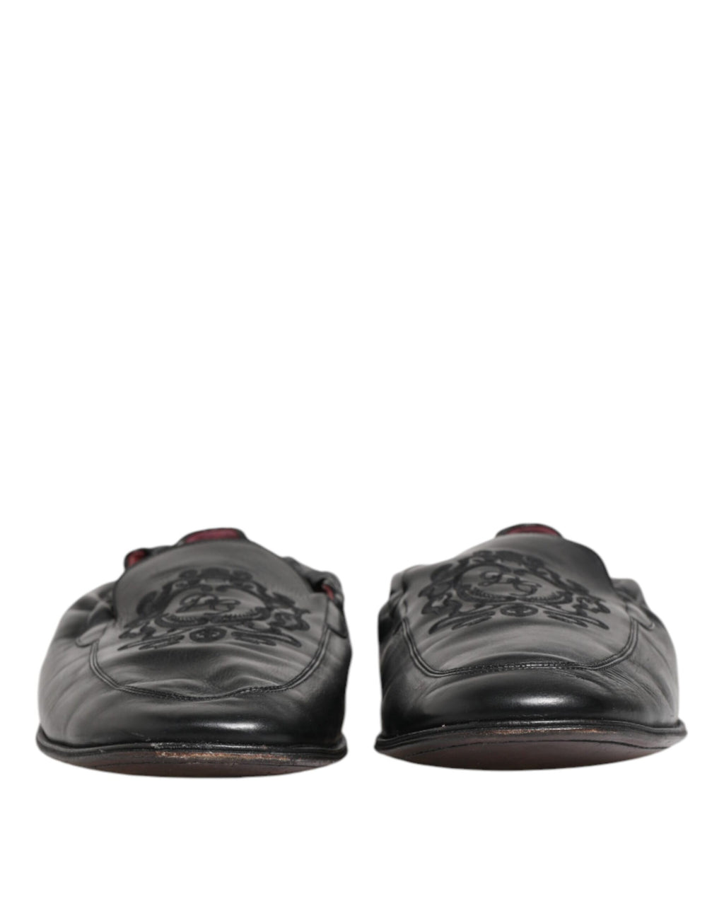 Dolce & Gabbana Black Leather Slip On Men Flat Loafers Shoes