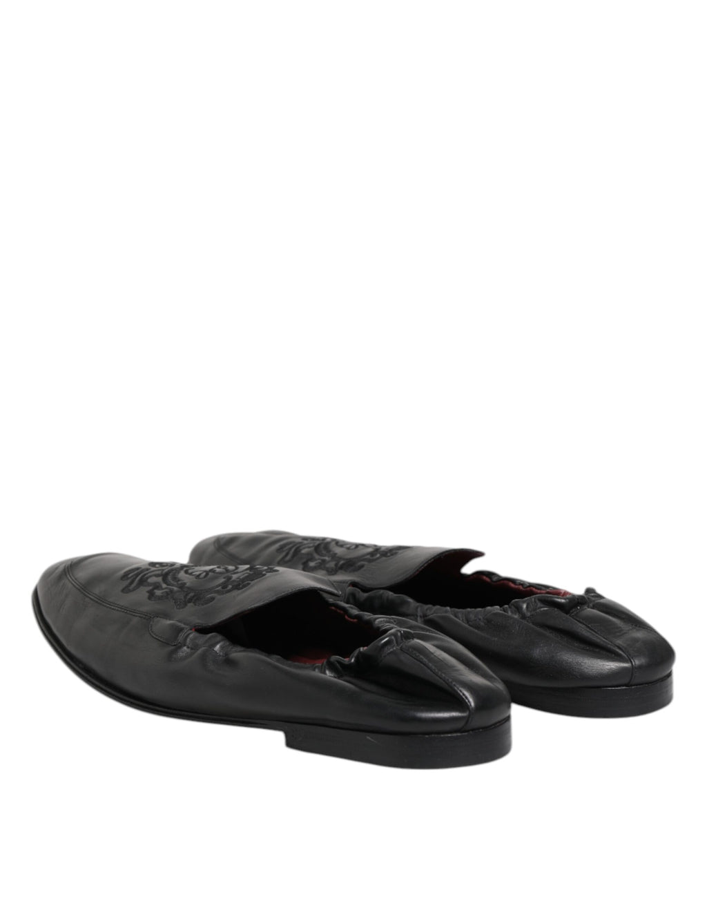 Dolce & Gabbana Black Leather Slip On Men Flat Loafers Shoes