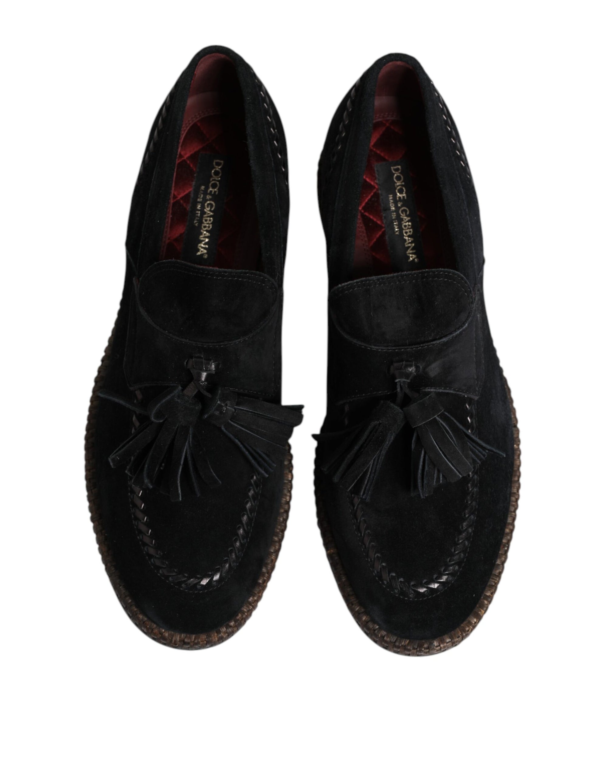 Dolce & Gabbana Black Suede Tassel Embellished Loafers Shoes
