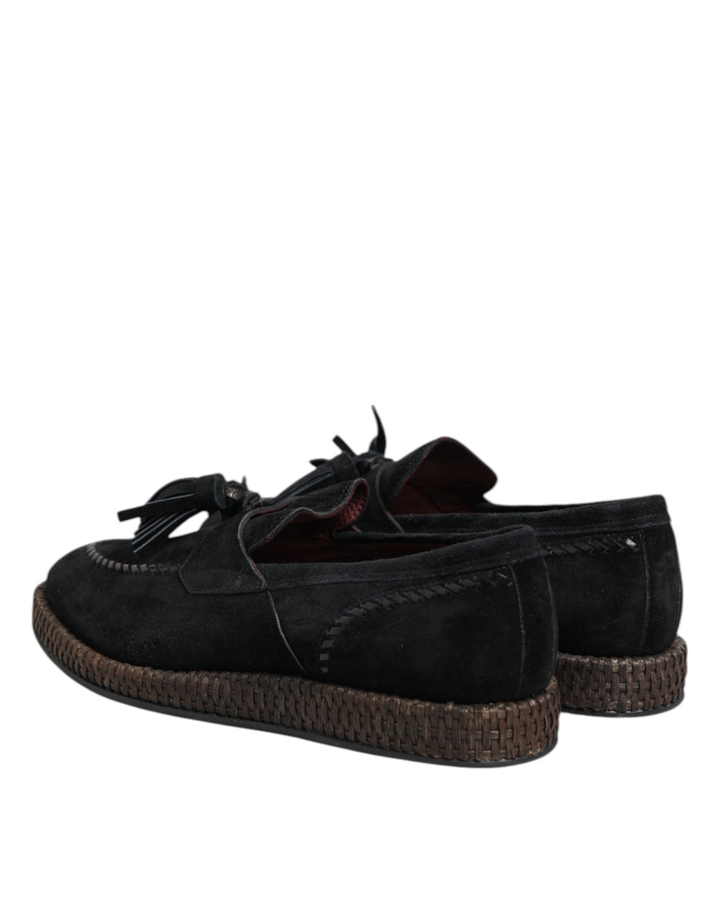Dolce & Gabbana Black Suede Tassel Embellished Loafers Shoes