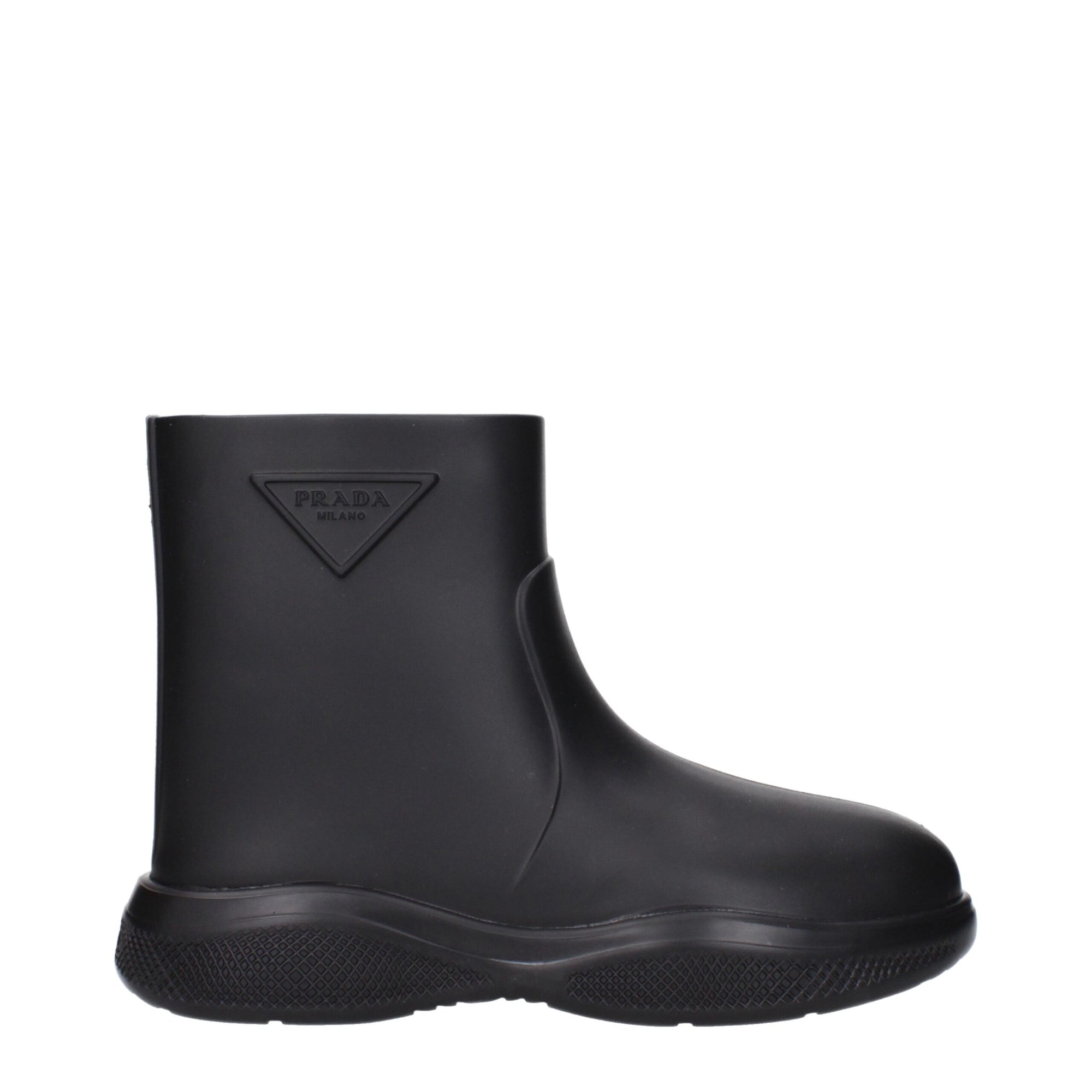 Prada Black Cotton Ankle Boots