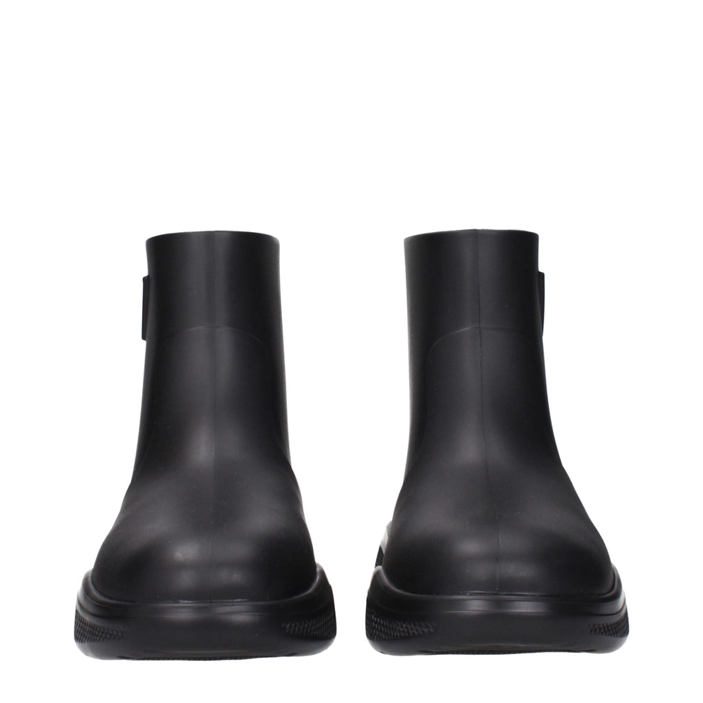 Prada Black Cotton Ankle Boots