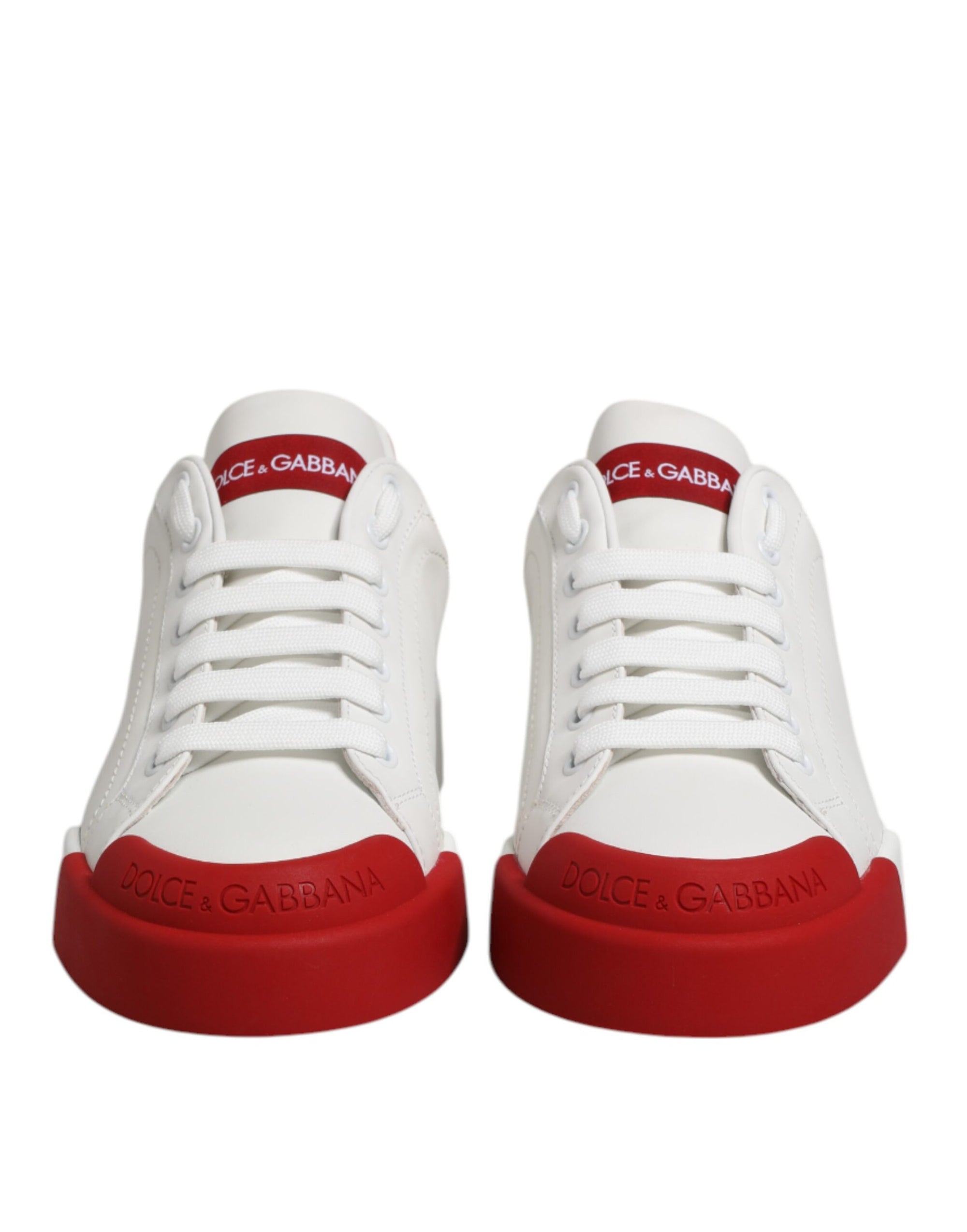 Dolce & Gabbana White Leather DG Logo Low Top Sneakers Shoes