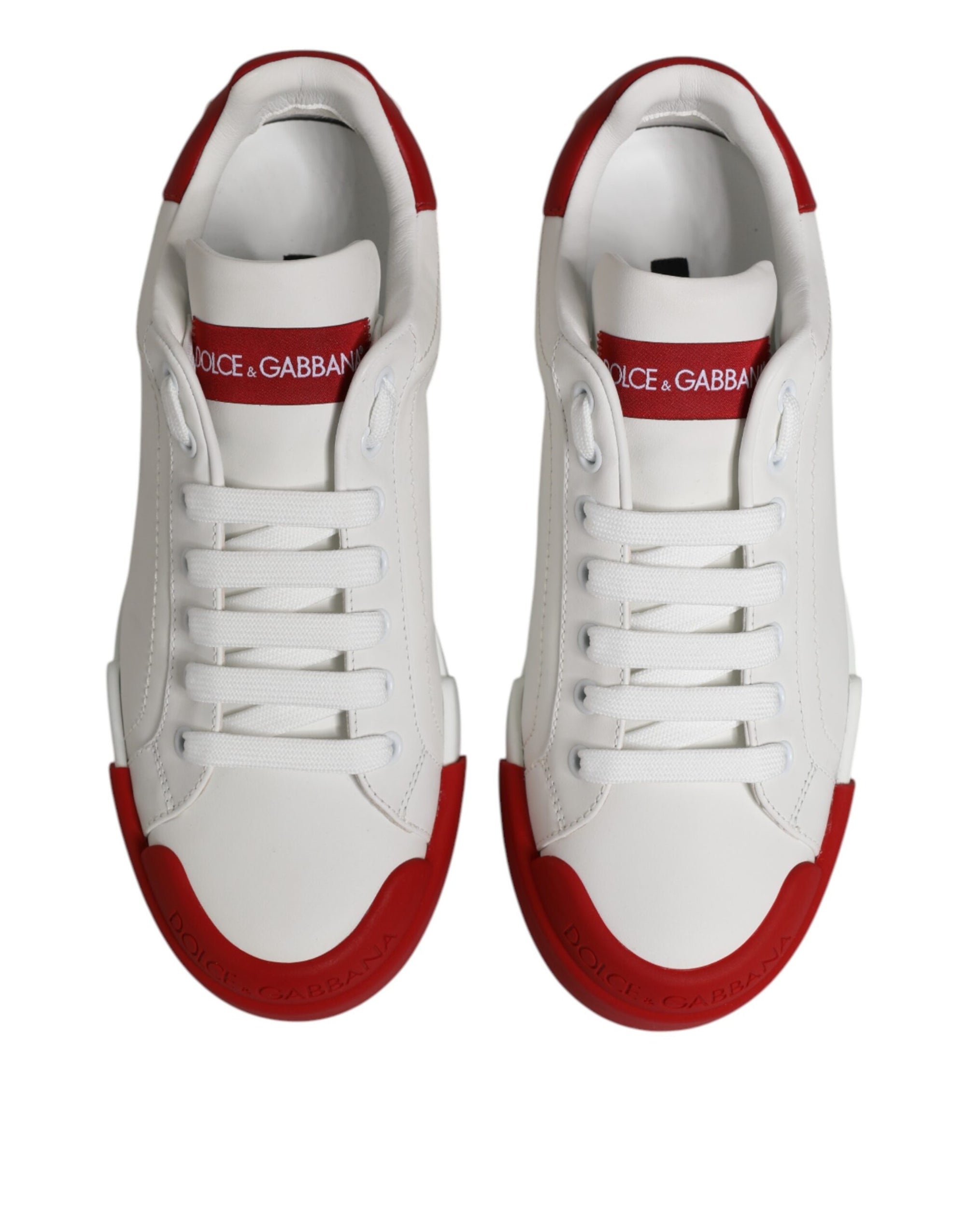 Dolce & Gabbana White Leather DG Logo Low Top Sneakers Shoes