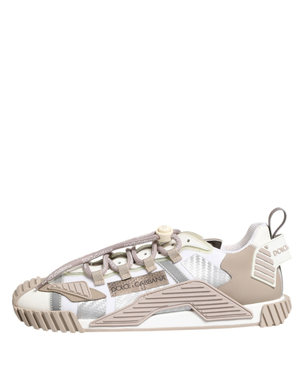 Dolce & Gabbana White Beige Leather Low Top NS1 Sneakers Shoes
