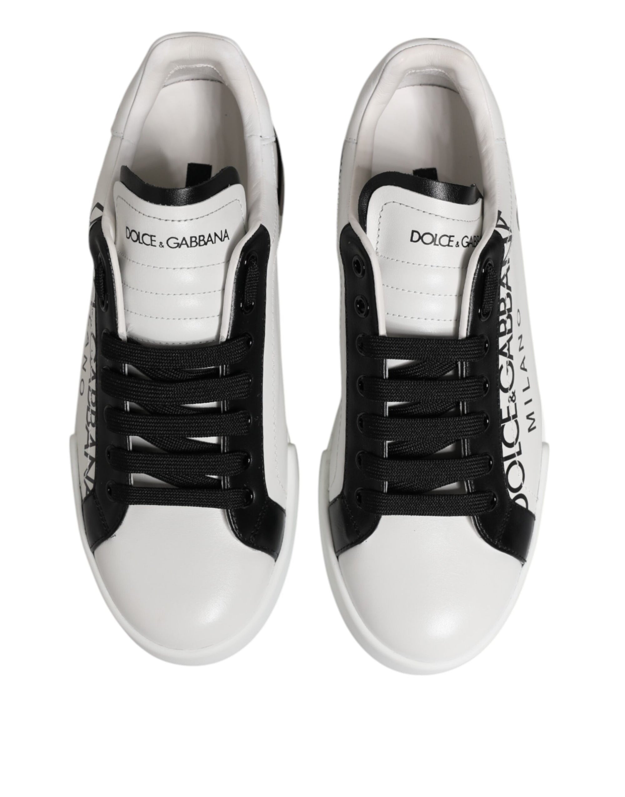 Dolce & Gabbana White Black Crown Low Top Men Sneakers Shoes