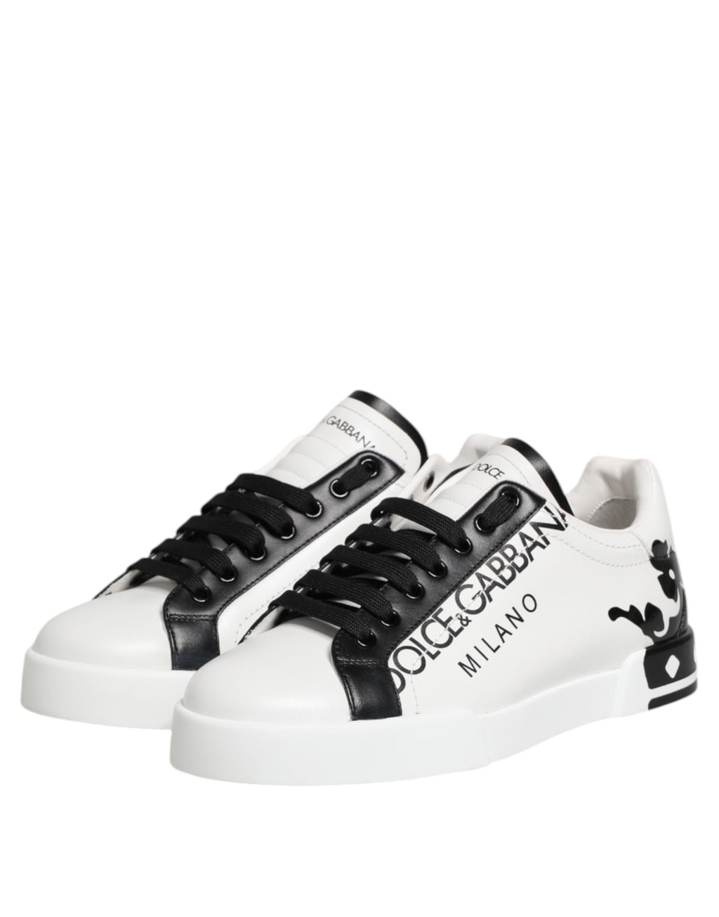 Dolce & Gabbana White Black Crown Low Top Men Sneakers Shoes