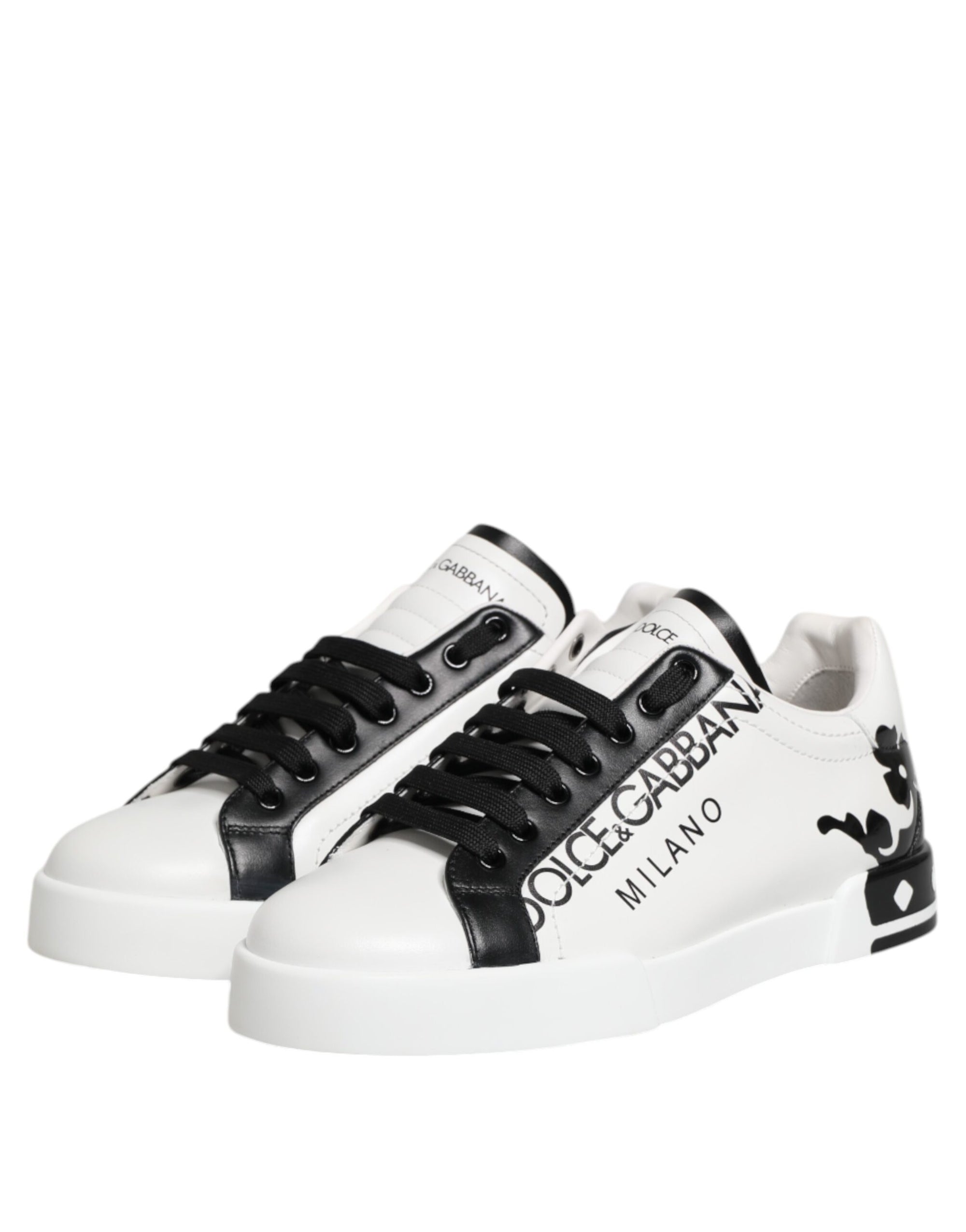 Dolce & Gabbana White Black Crown Low Top Men Sneakers Shoes