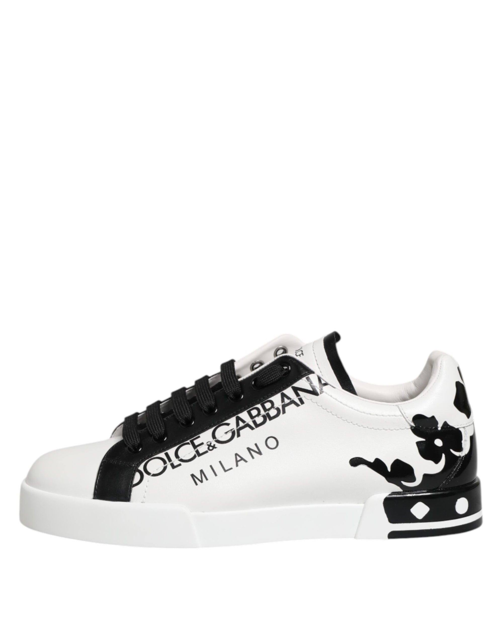 Dolce & Gabbana White Black Crown Low Top Men Sneakers Shoes