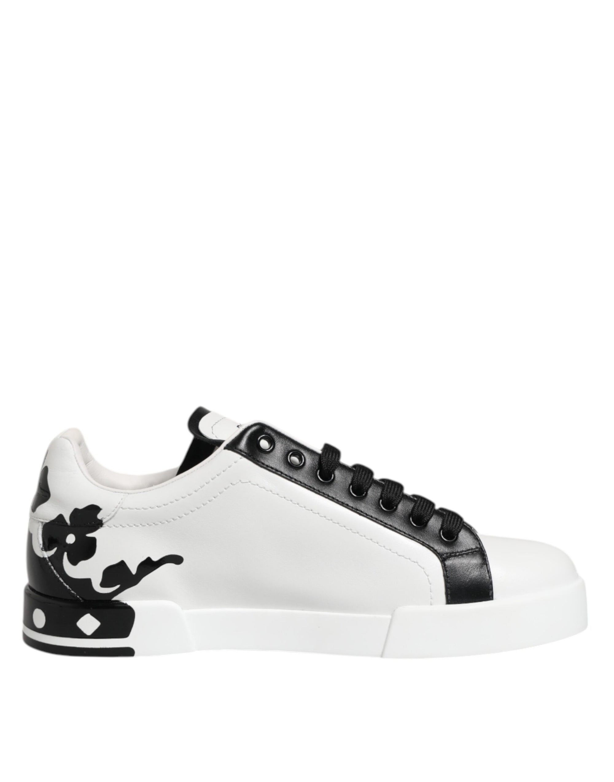 Dolce & Gabbana White Black Crown Low Top Men Sneakers Shoes