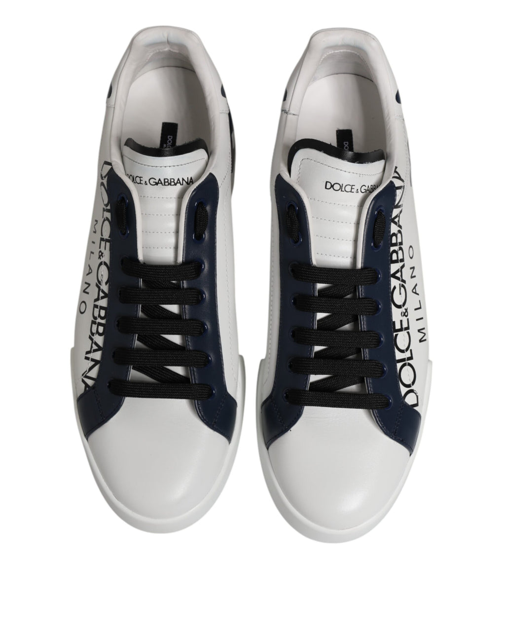 Dolce & Gabbana White Blue Crown Low Top Sneakers Shoes