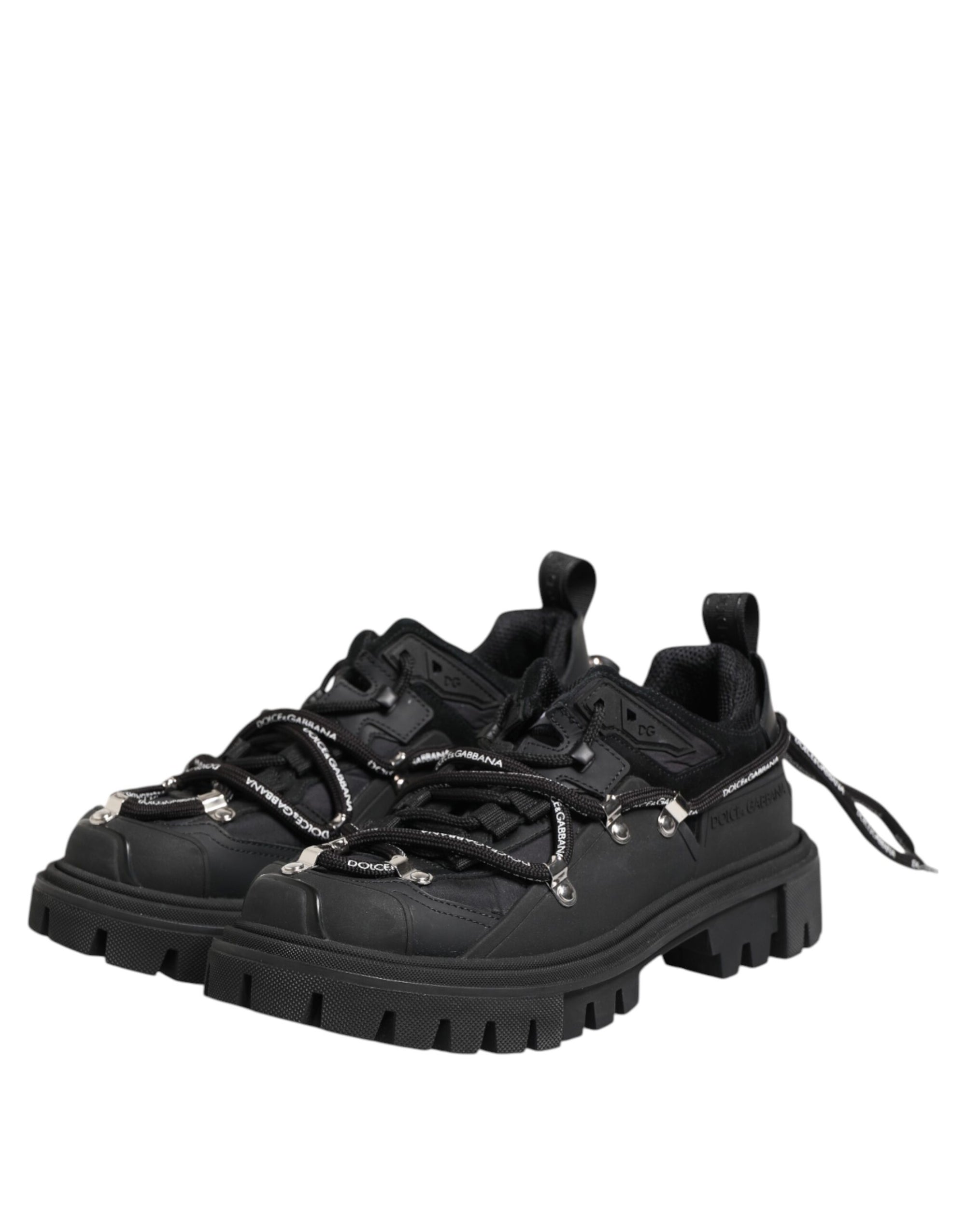 Dolce & Gabbana Black Low Top Lace Up Trekking Sneakers Shoes