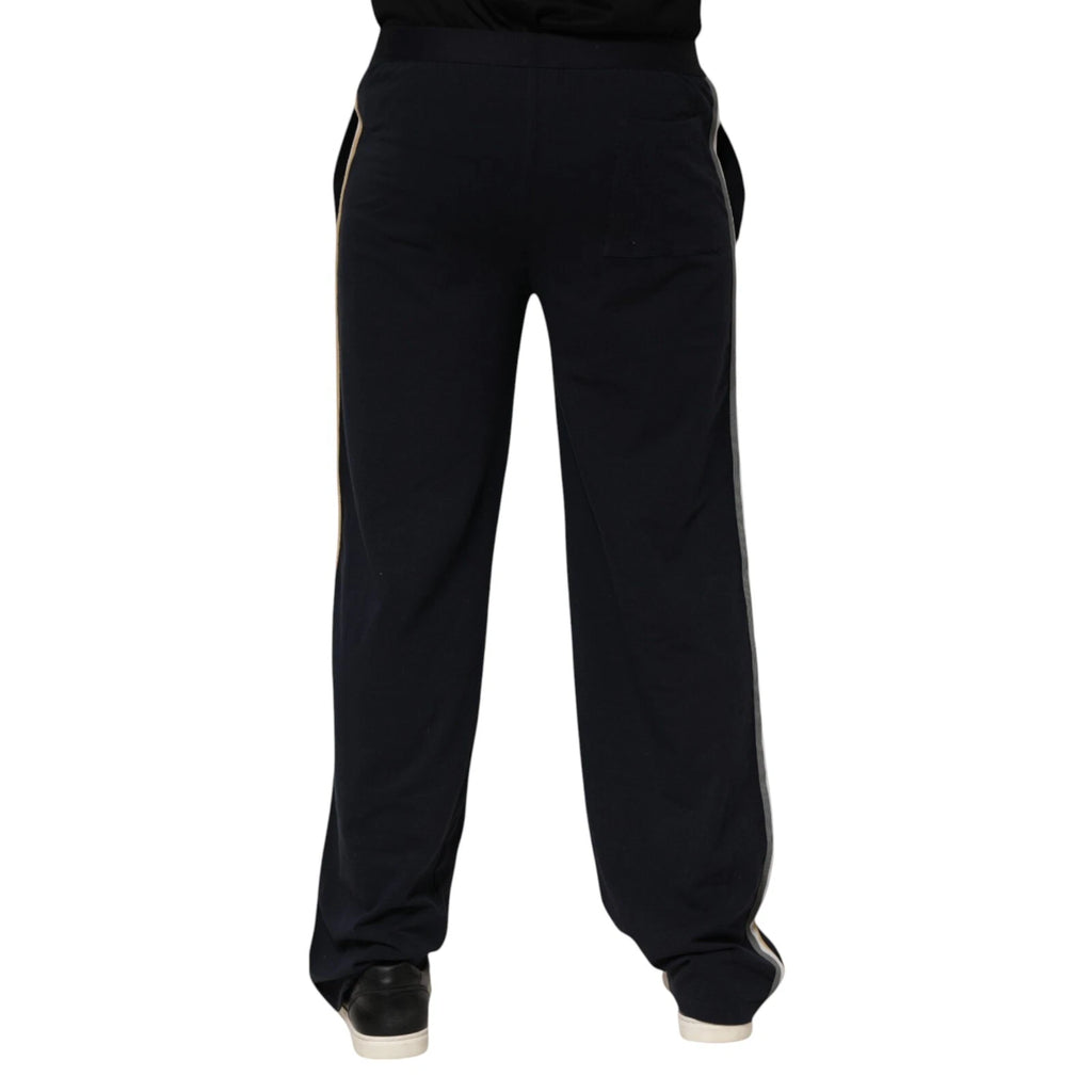 Dolce & Gabbana Black Modal Spandex Straight Logo Trouser Pants