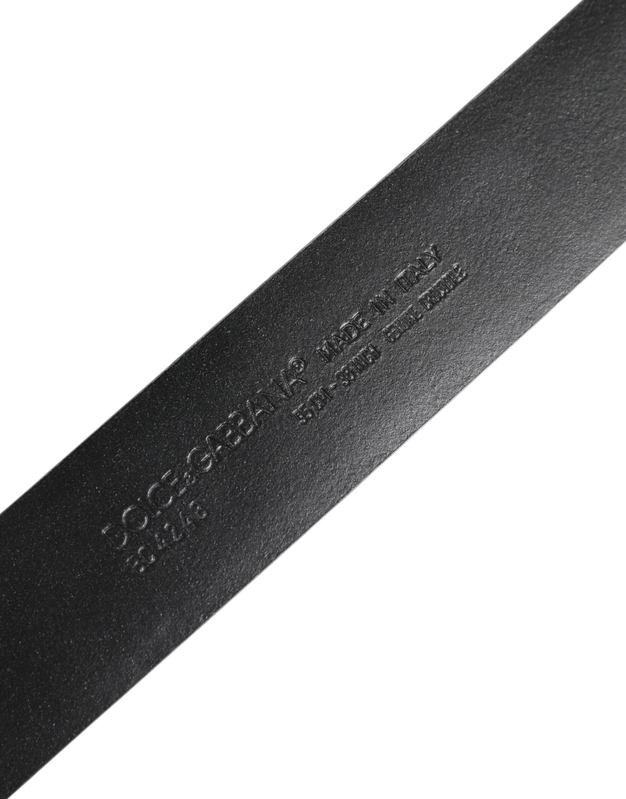 Dolce & Gabbana Black Exotic Leather DG Logo Buckle Belt