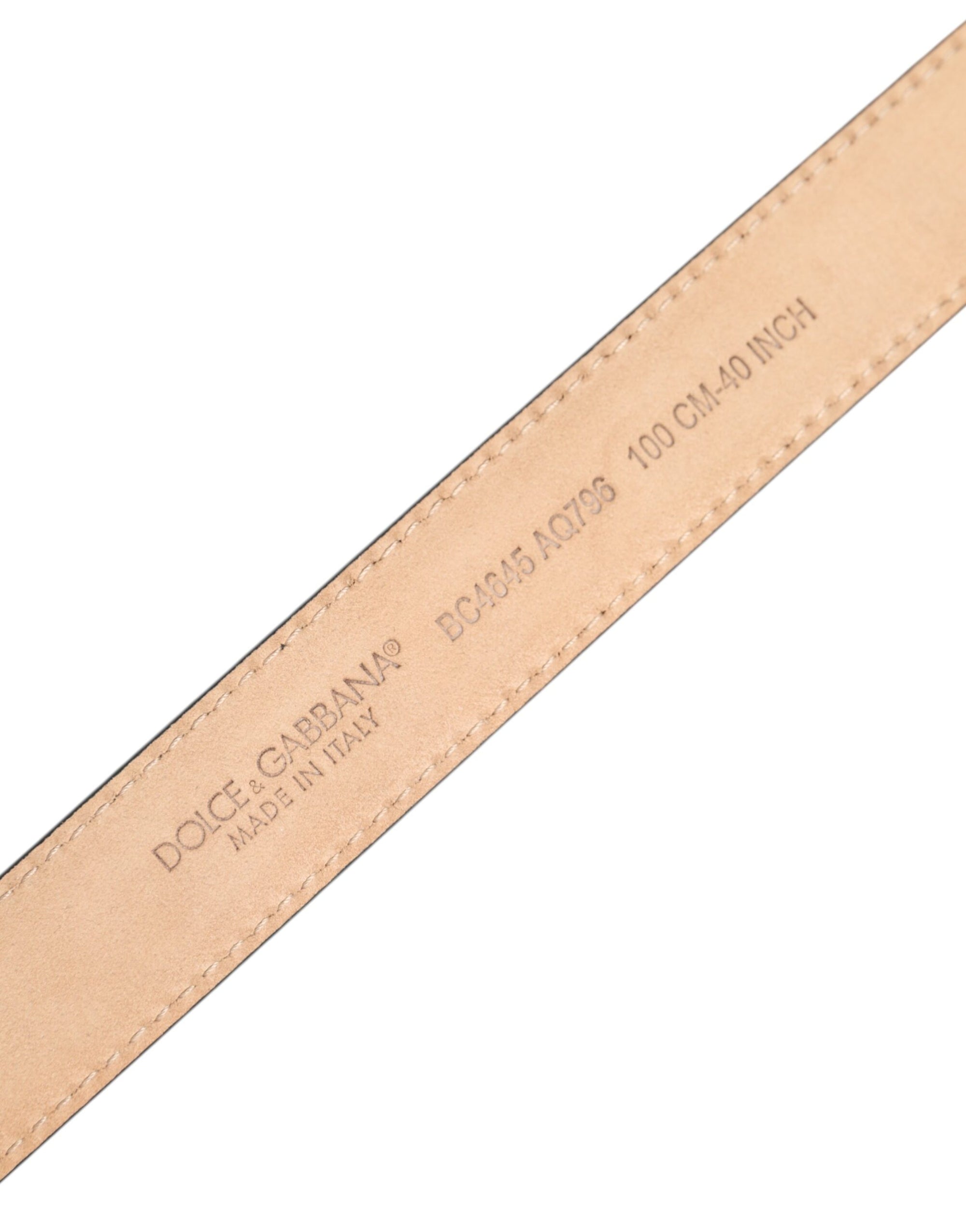 Dolce & Gabbana Metallic Leather Silver Tone Logo Buckle Belt