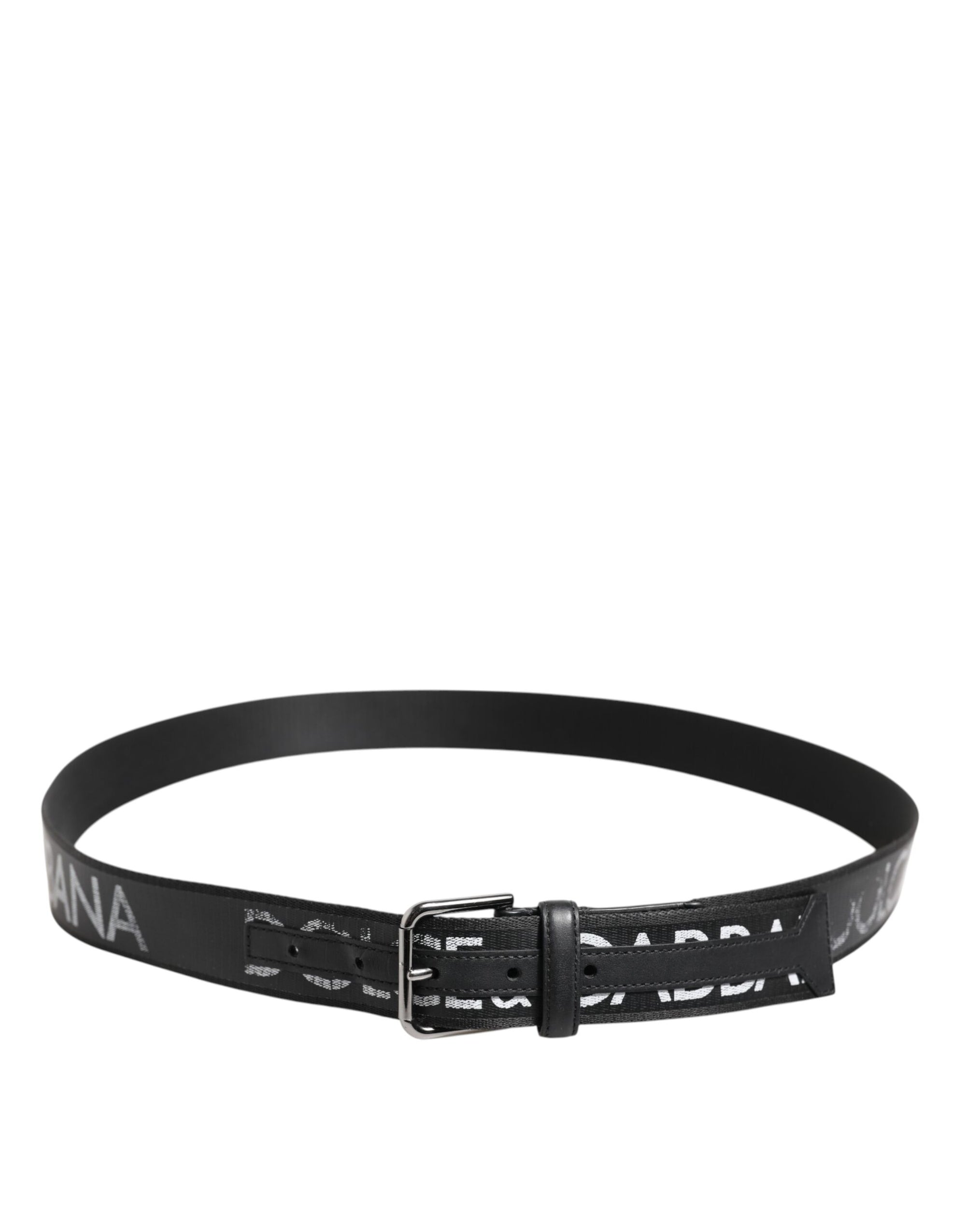 Dolce & Gabbana Black Polyester Leather Metal Buckle Belt