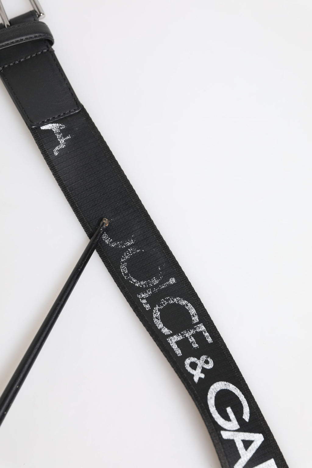 Dolce & Gabbana Black Polyester Leather Metal Buckle Belt