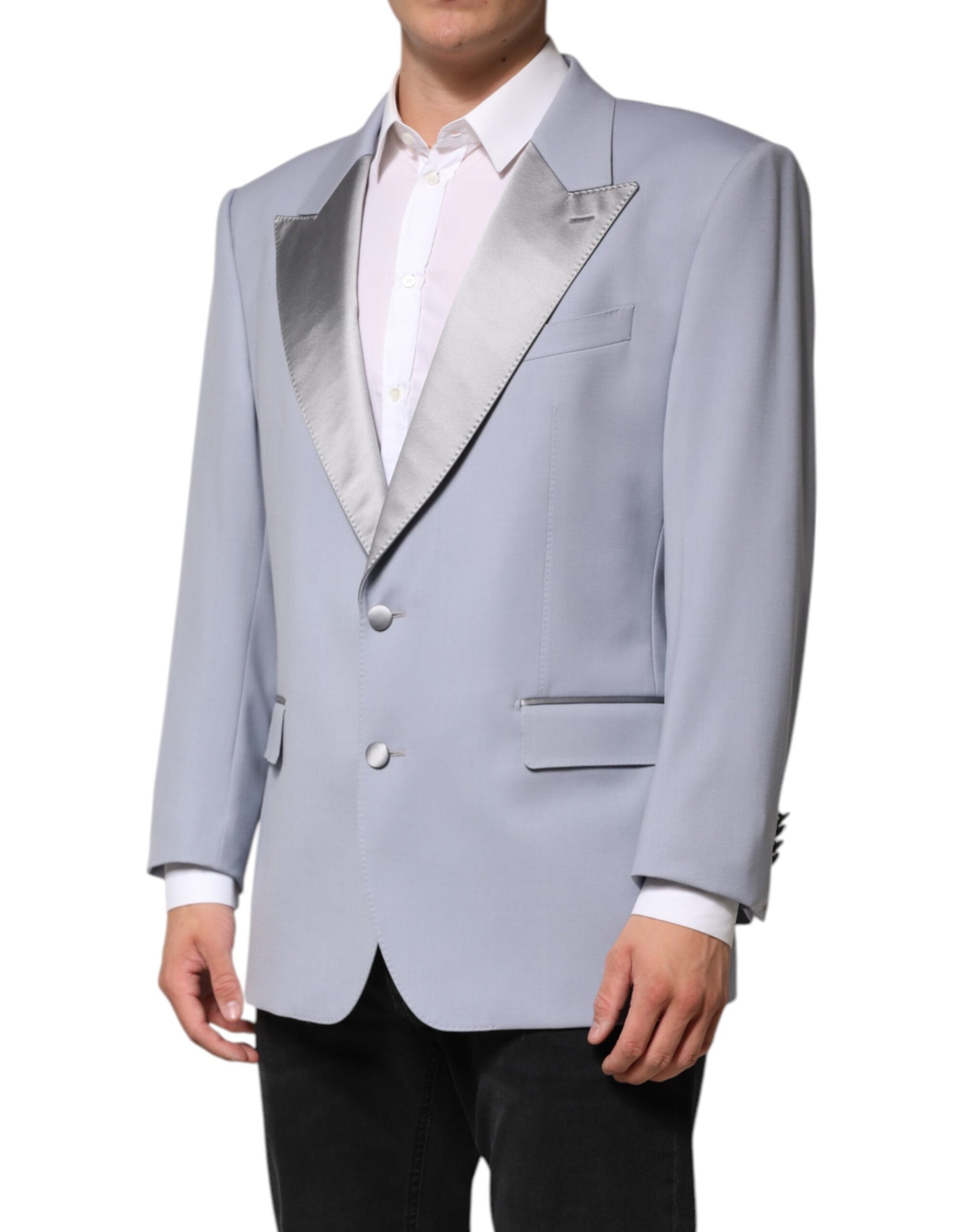 Dolce & Gabbana Gray Wool Single Breasted Men Suit Blazer