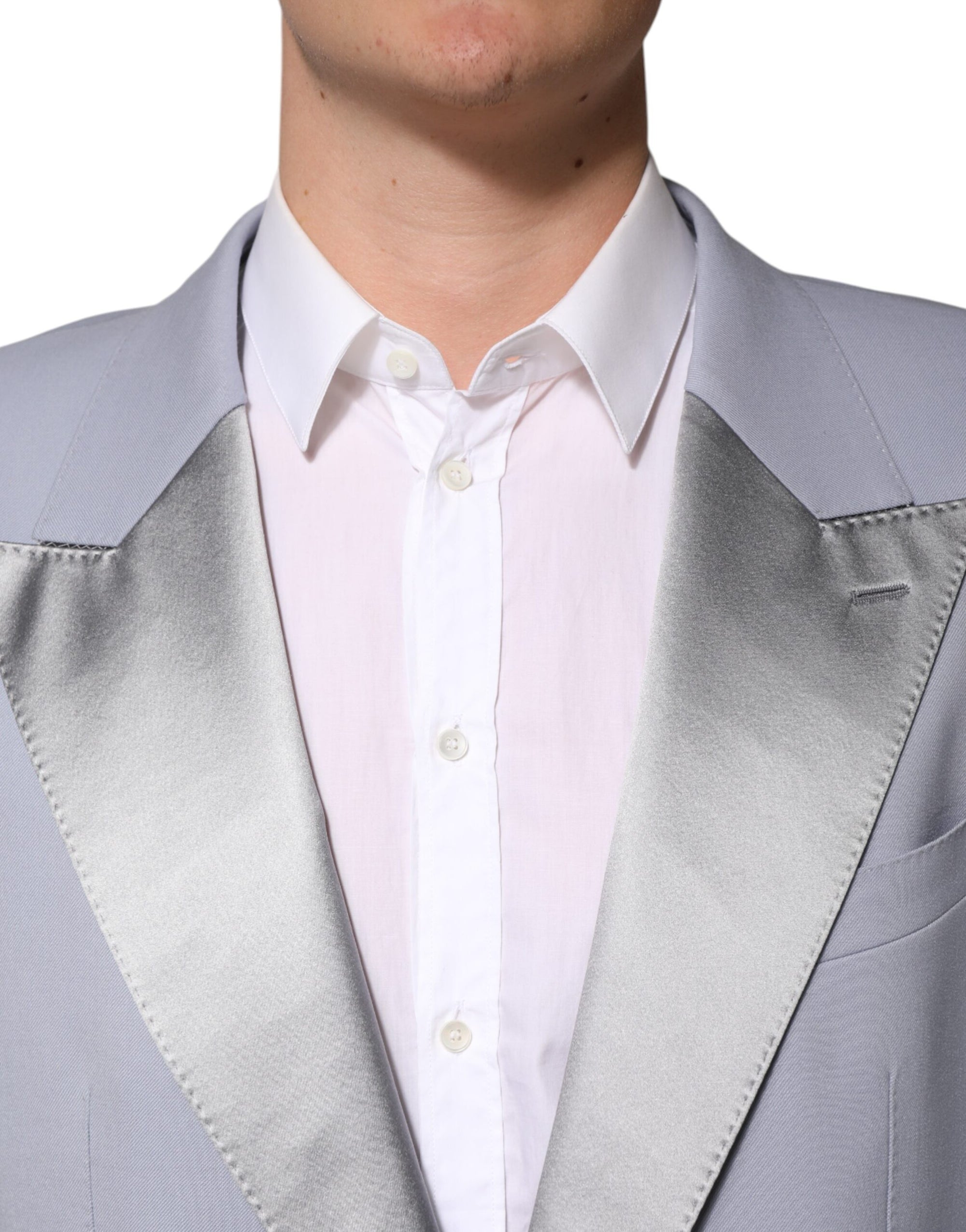 Dolce & Gabbana Gray Wool Single Breasted Men Suit Blazer