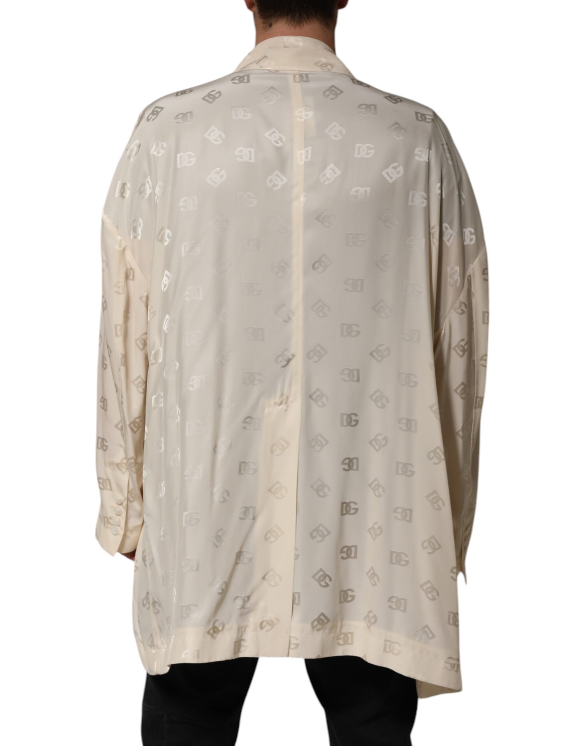 Dolce & Gabbana Beige Polyester Logo Monogram Coat Jacket