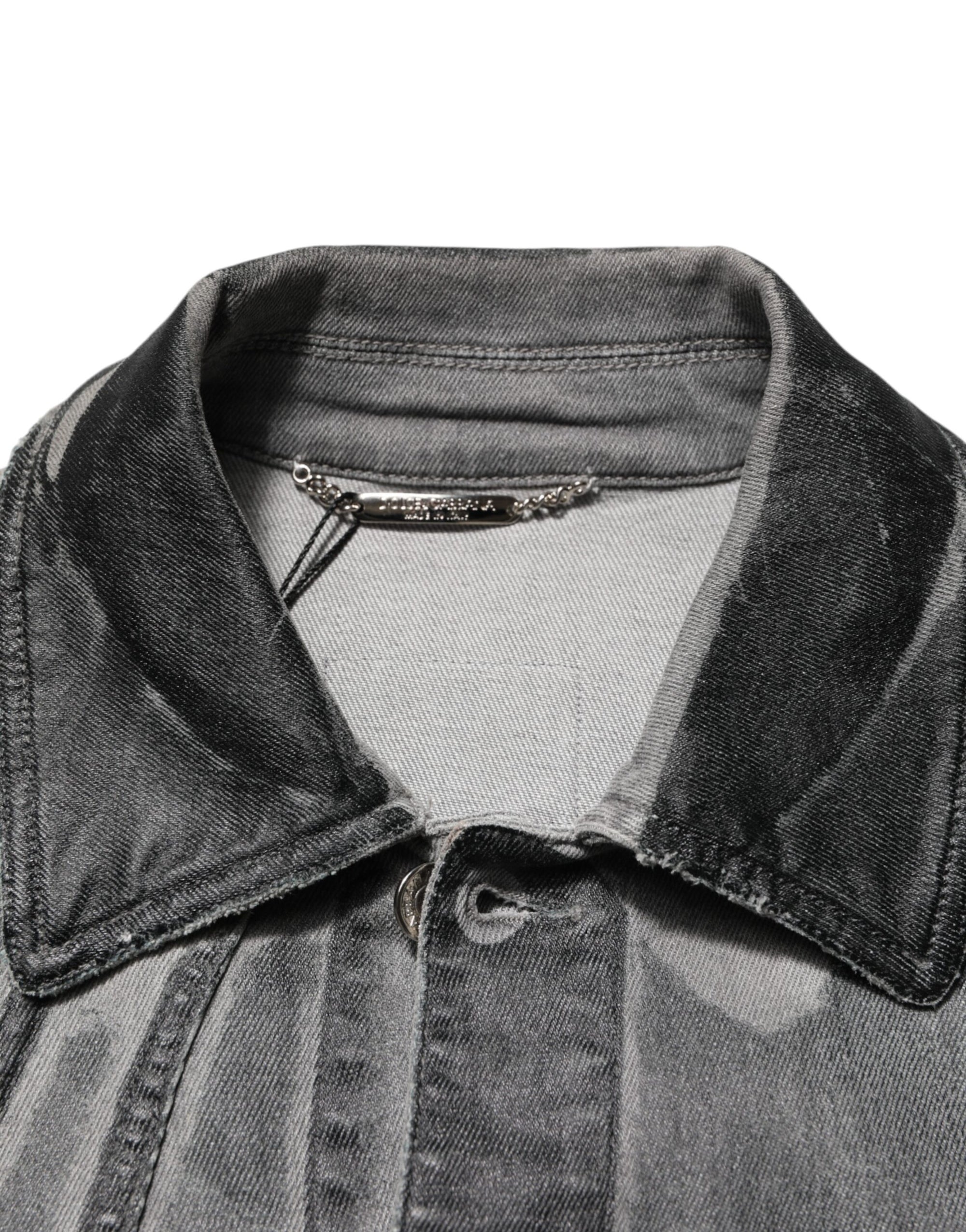 Dolce & Gabbana Gray Washed Cotton Stretch Denim Jacket
