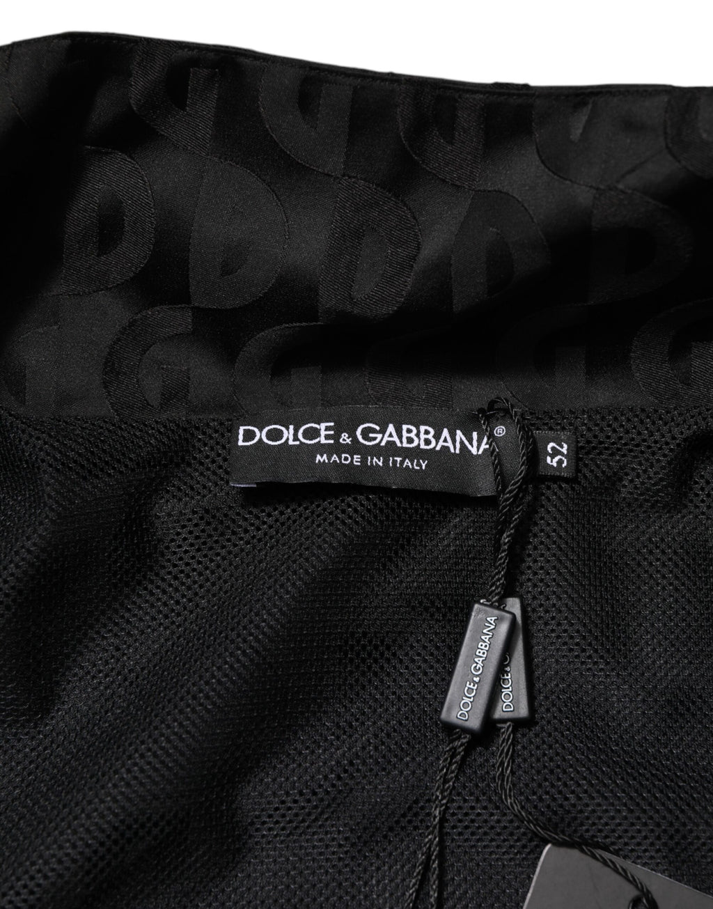 Dolce & Gabbana Black Jacquard Men Full Zip Bomber Sweater