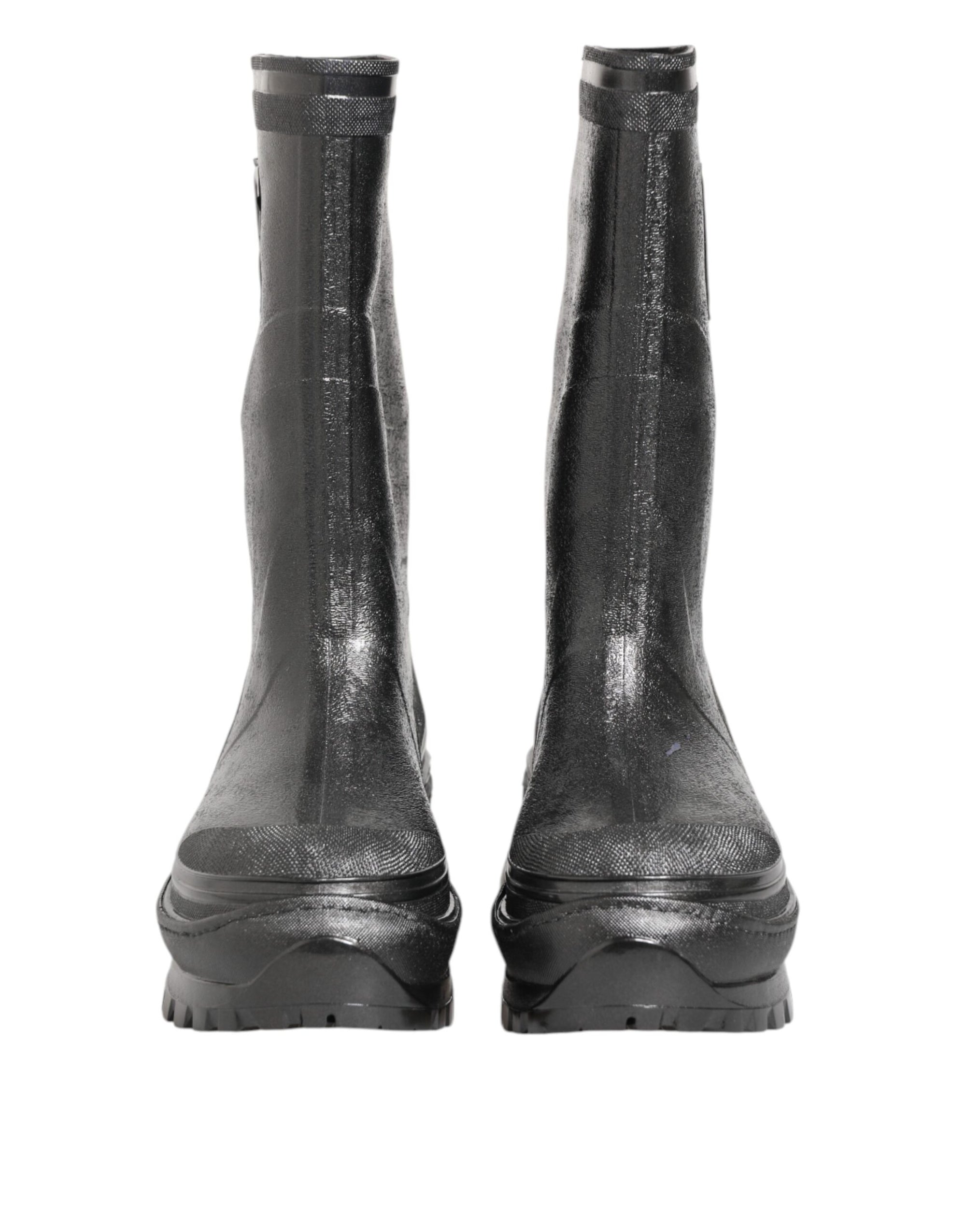 Dolce & Gabbana Metallic Gray Pull On Rain Boots Shoes